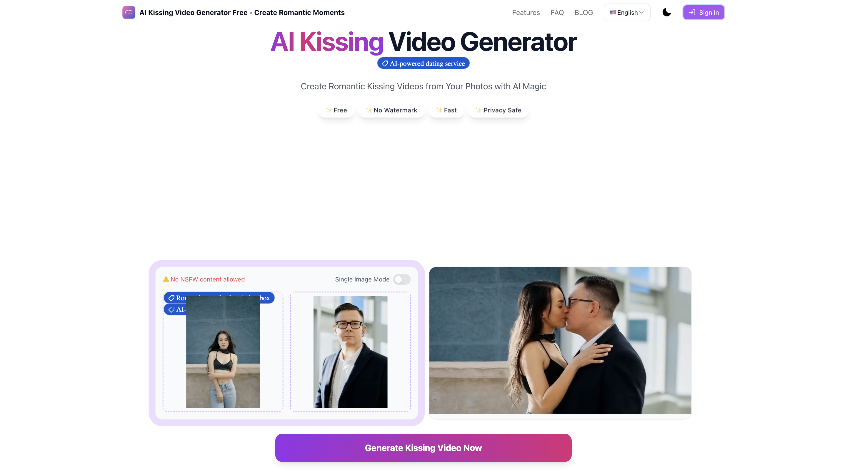 AI Kissing Video Generator