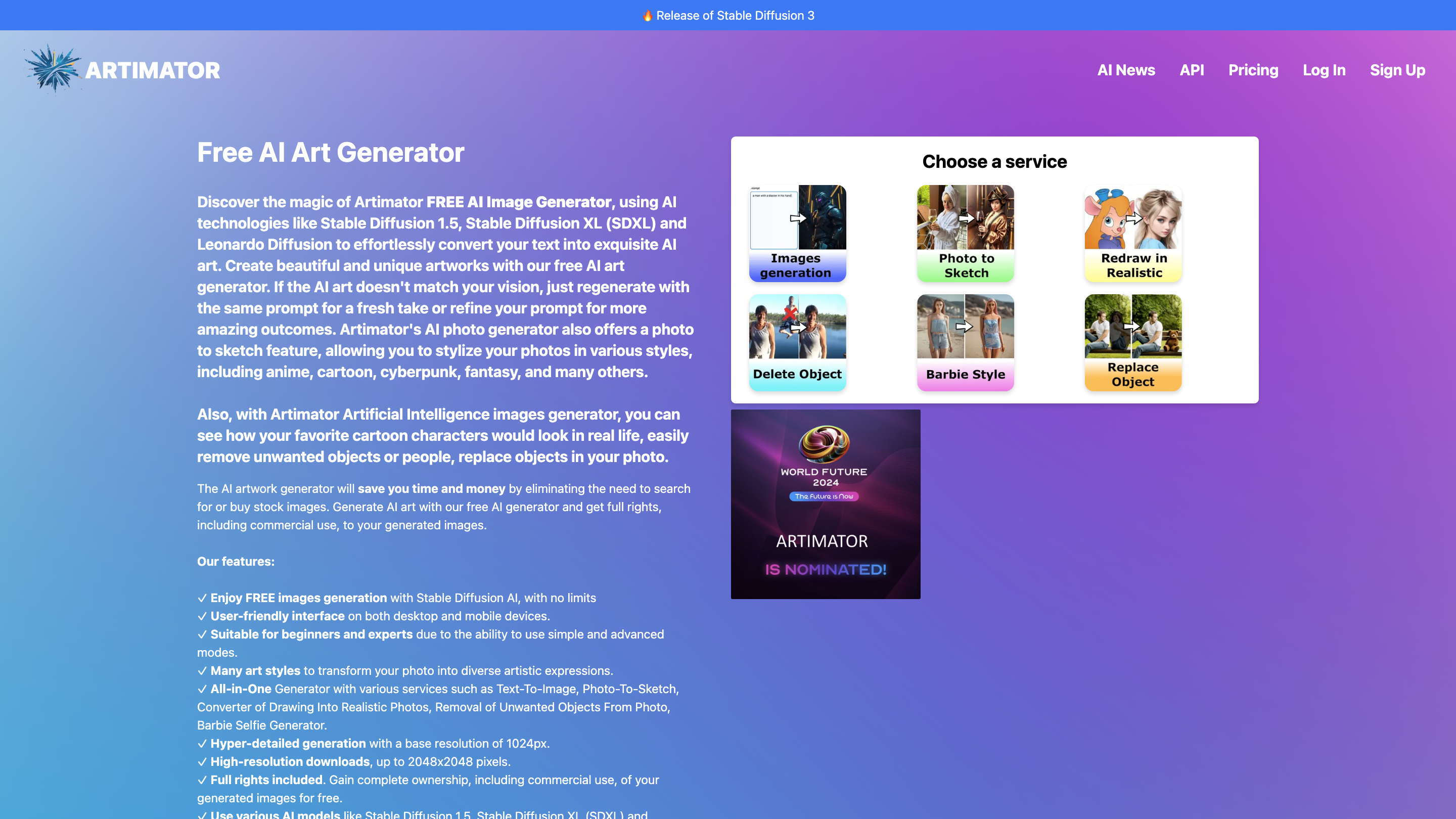 Artimator - Free AI Art Generator
