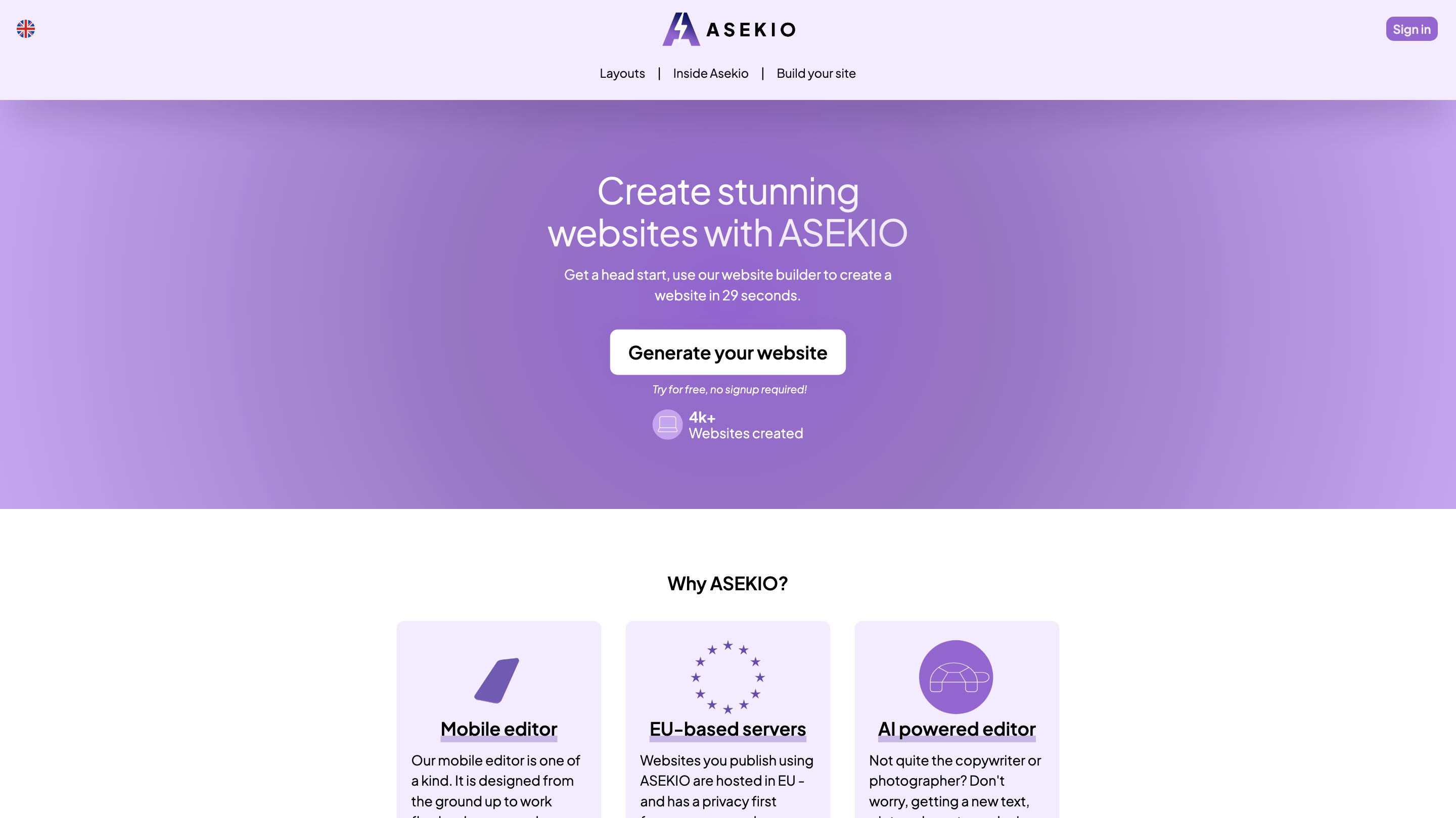 Asekio - AI Website Builder