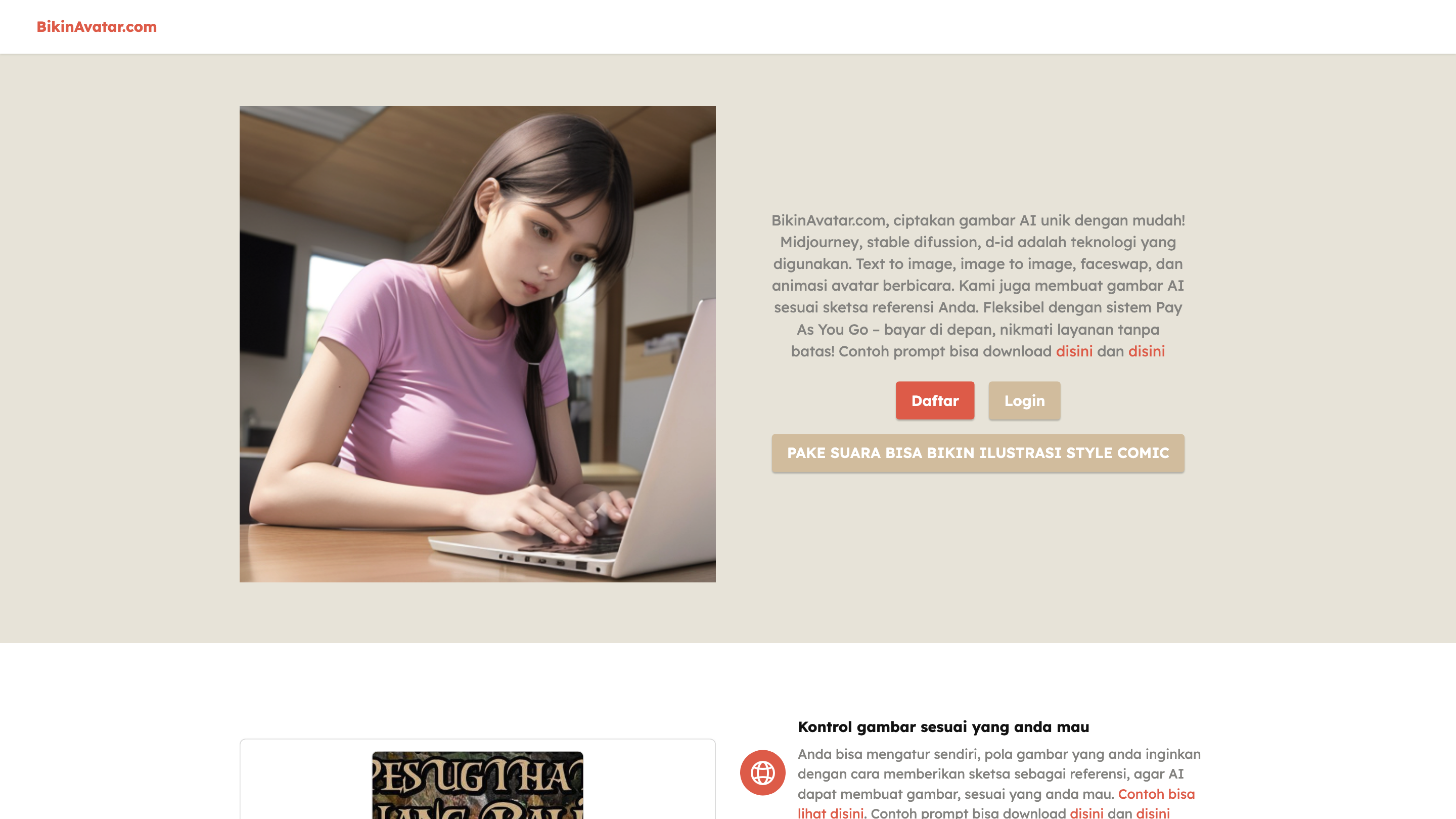 BikinAvatar.com - Text To Images