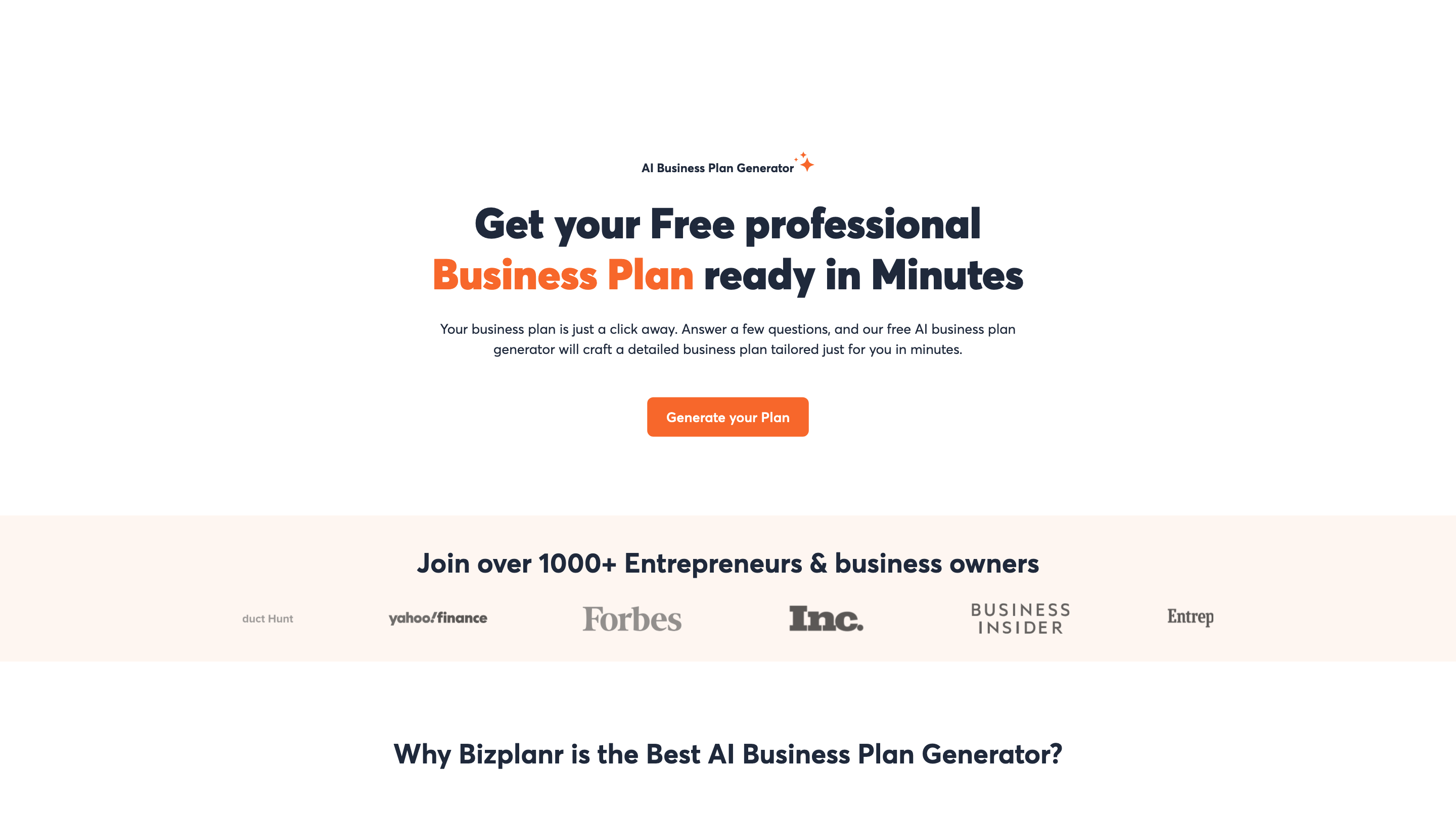Bizplanr AI Business Plan Generator