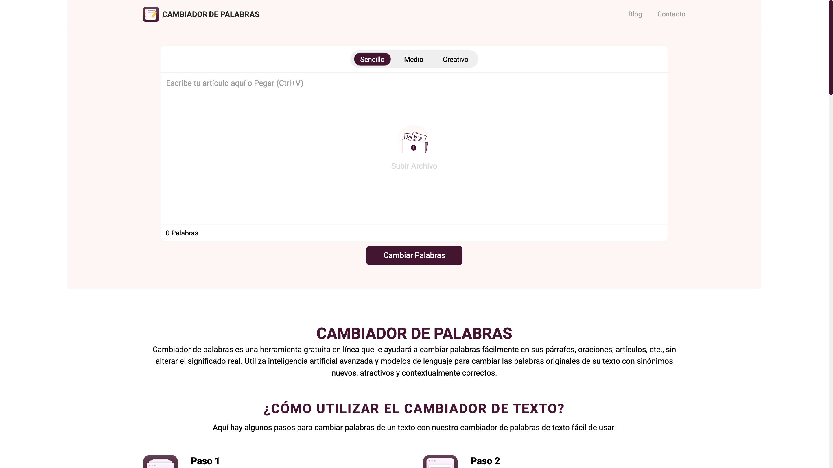 Cambiador de Palabras