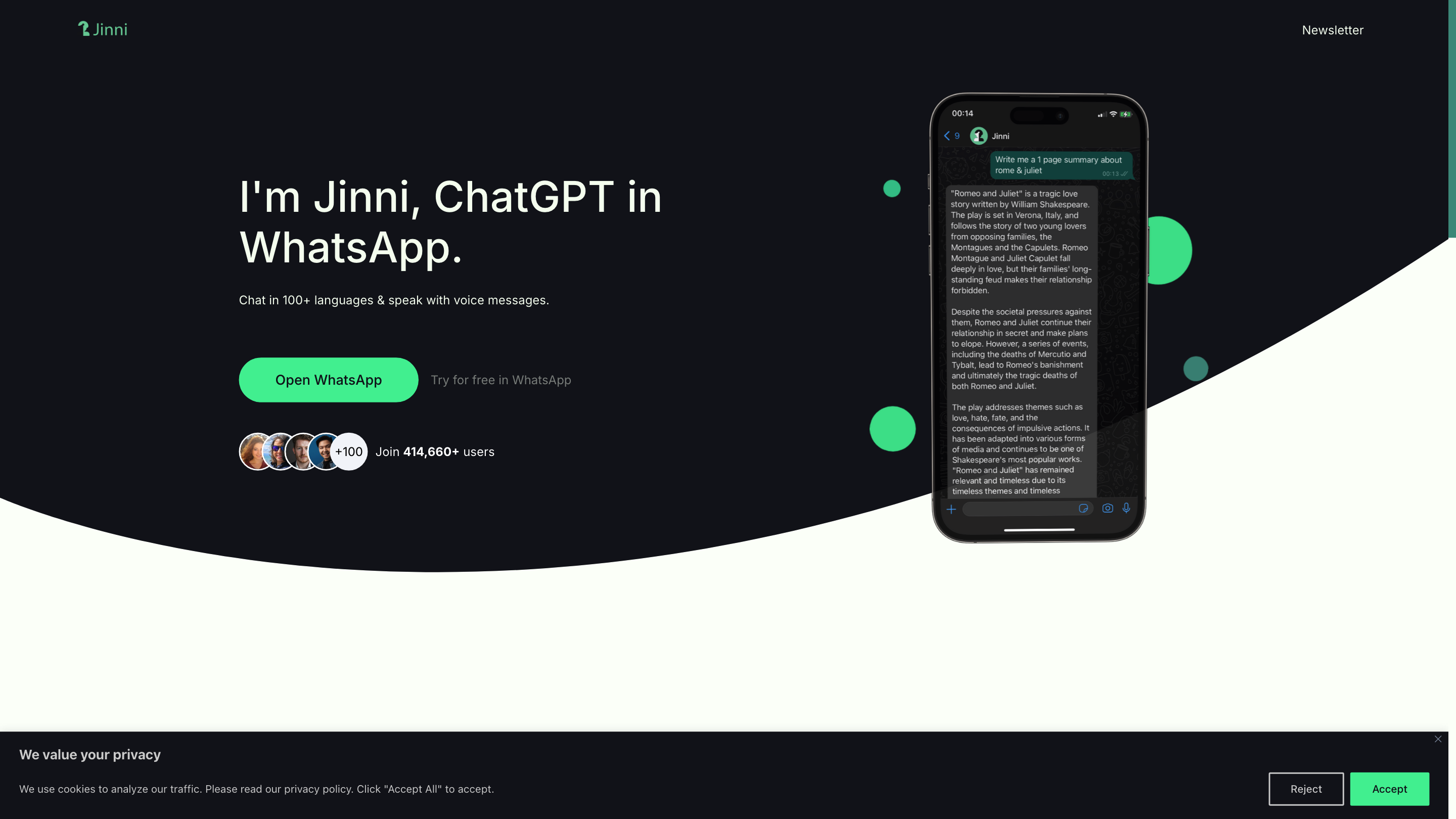 ChatGPT in WhatsApp - Jinni AI