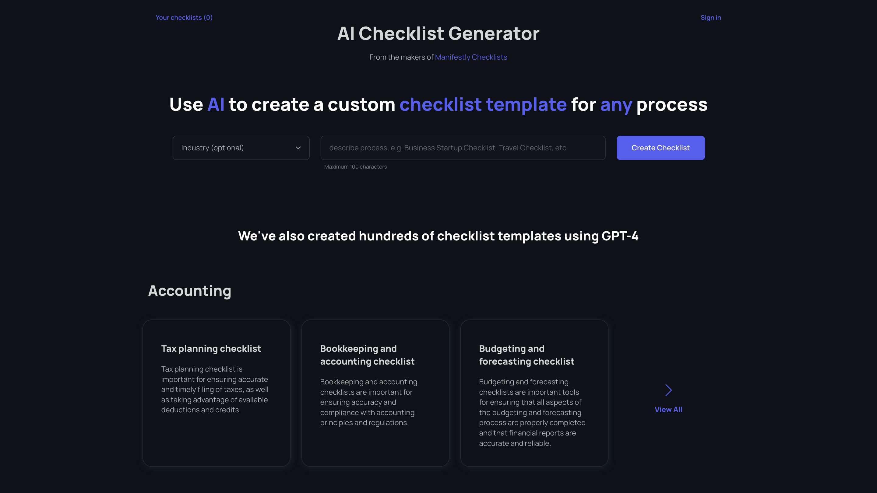 Checklist Generator