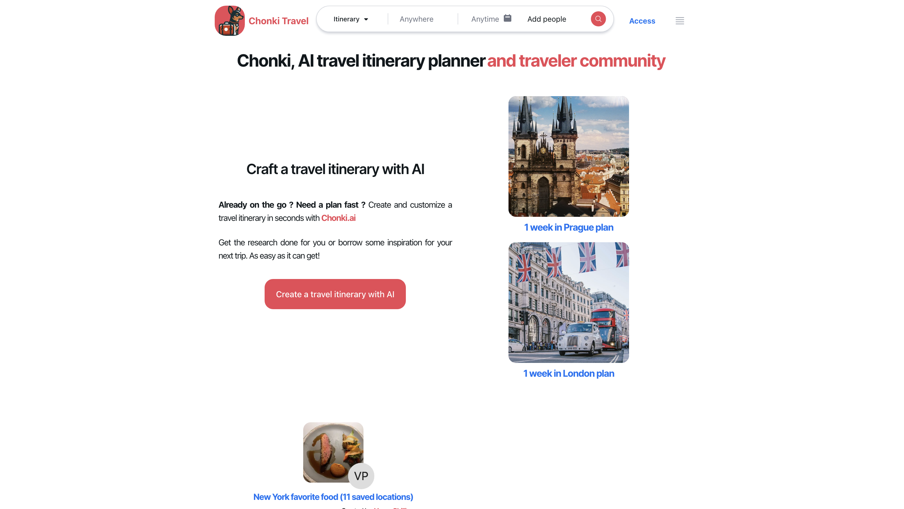 Chonki - Travel community and itinerary planner