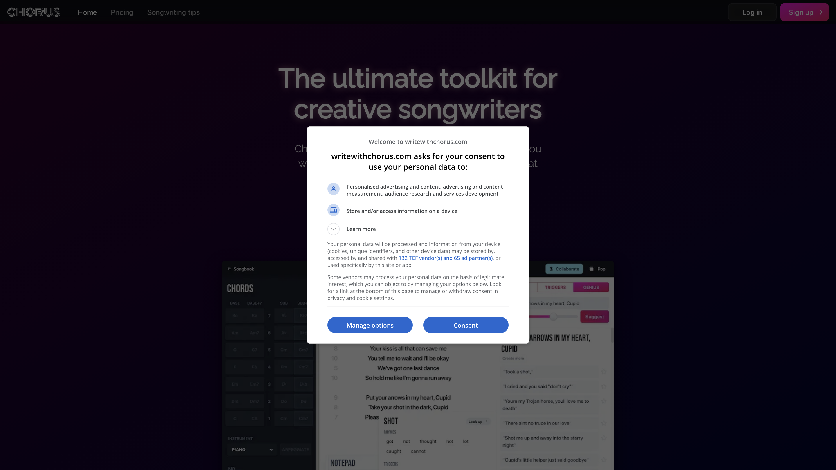 Chorus Songwriting App and Lyrics Assistant