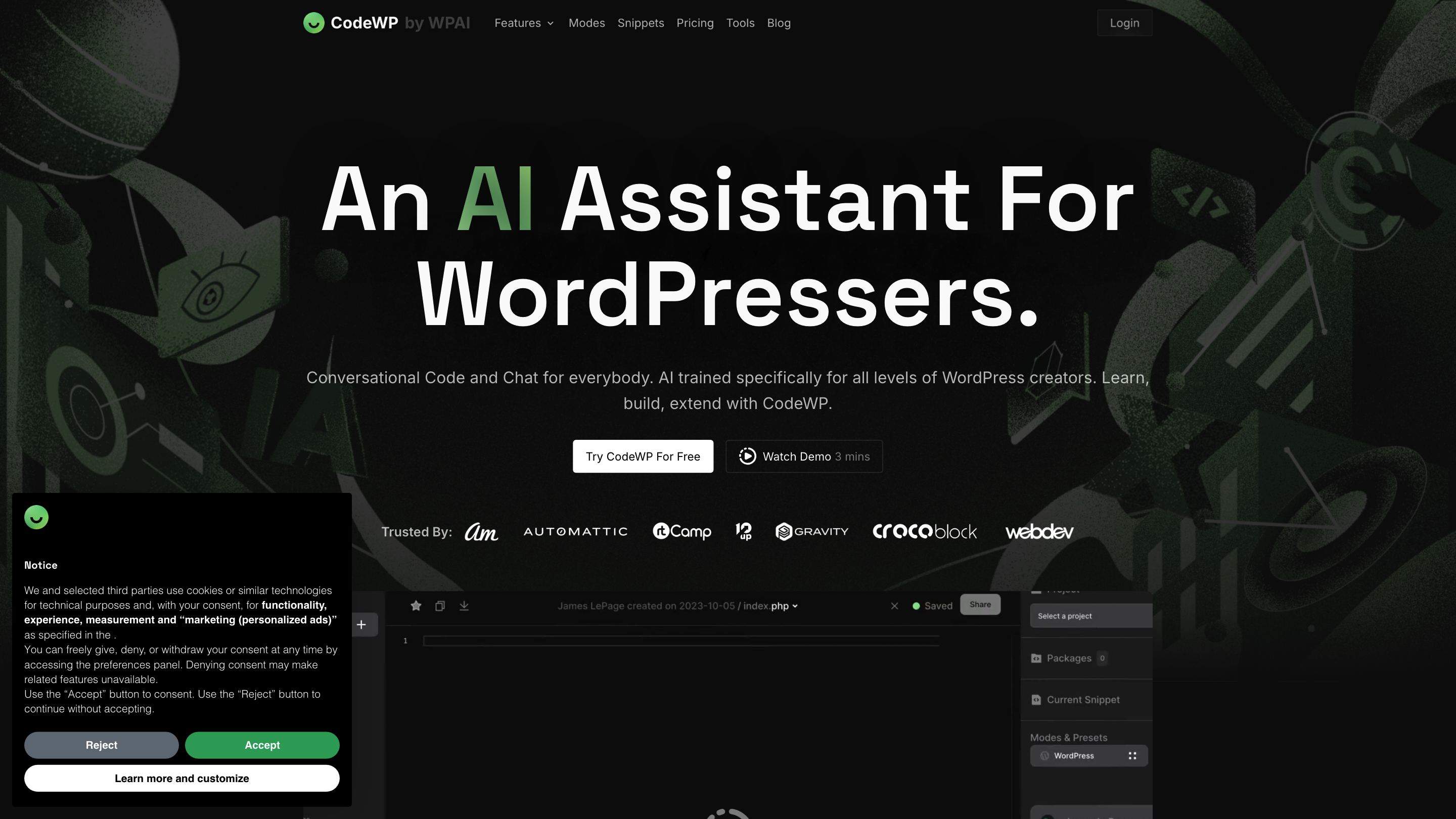 CodeWP - AI WordPress Code Generator & Assistant