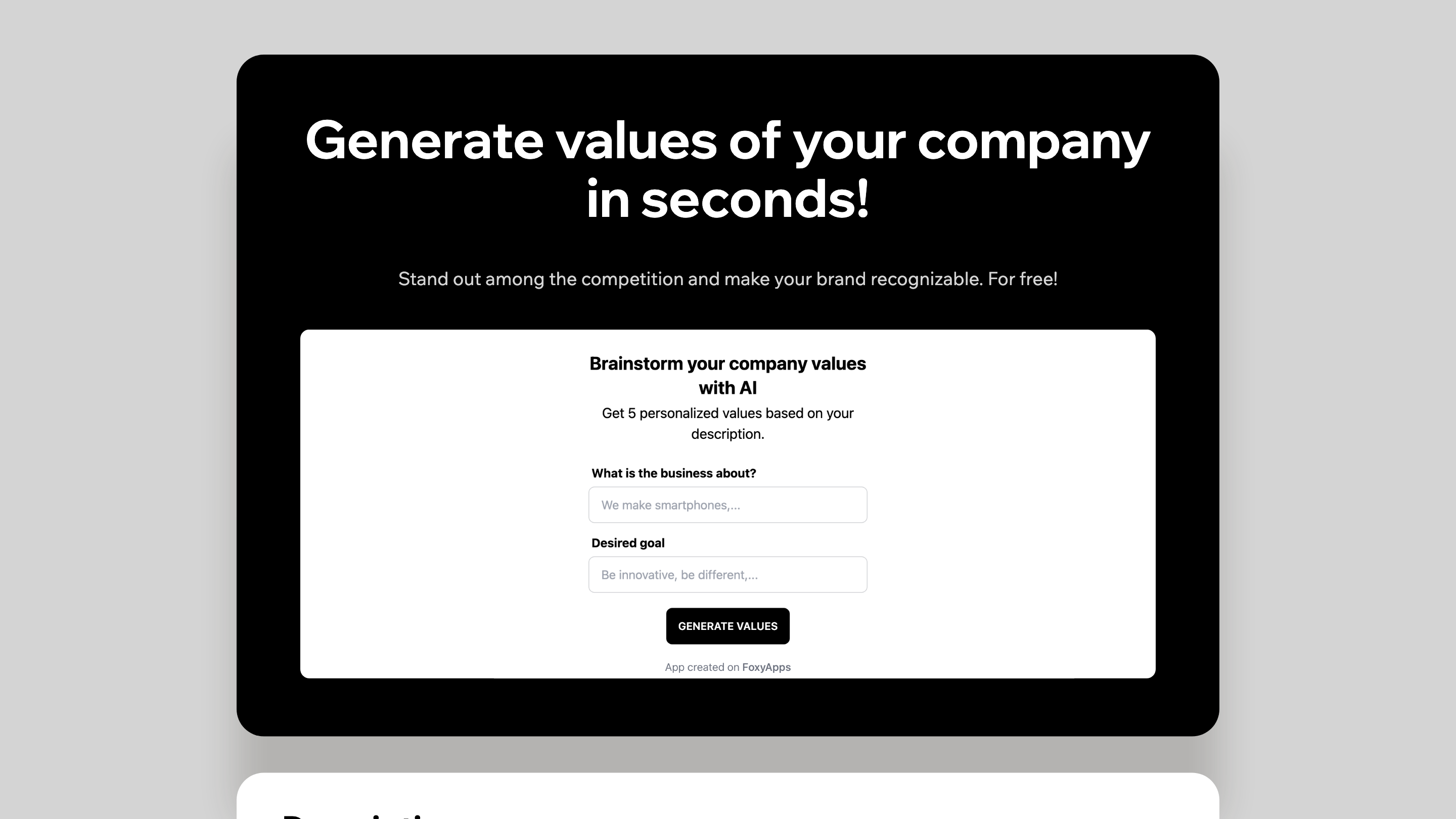 Company Values Generator
