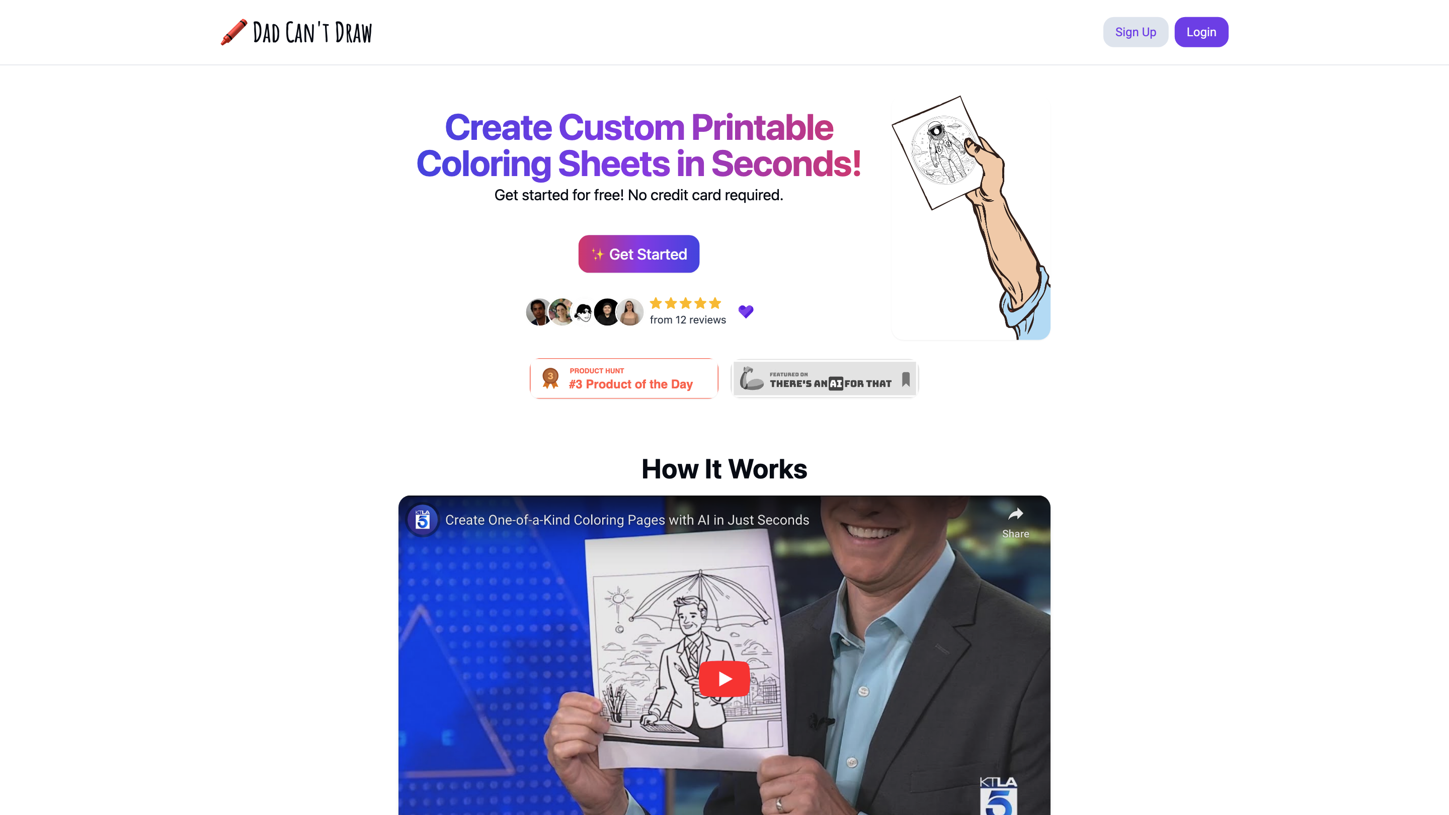Dad Can't Draw - AI Coloring Pages for Kids