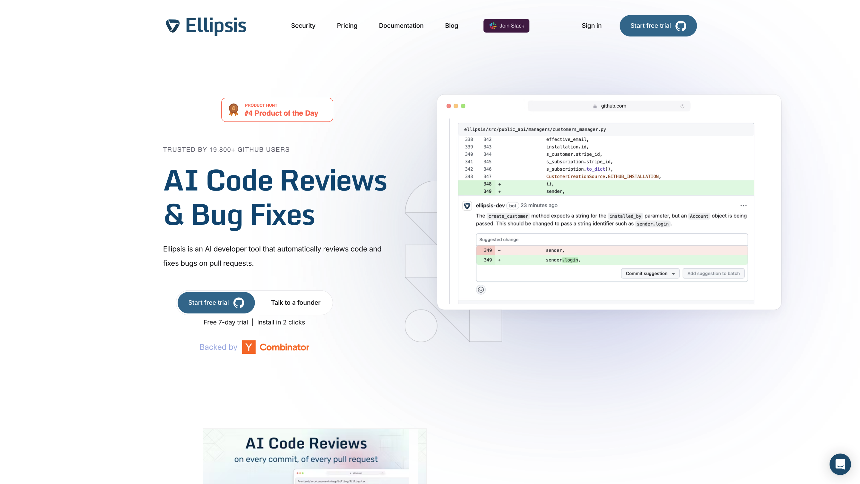 Ellipsis AI Code Reviews & Bug Fixes