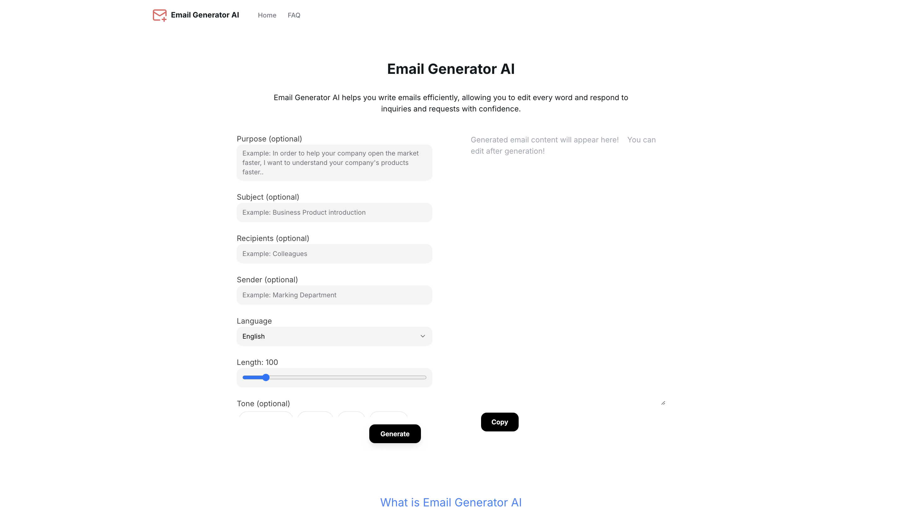 Email Generator AI Tool