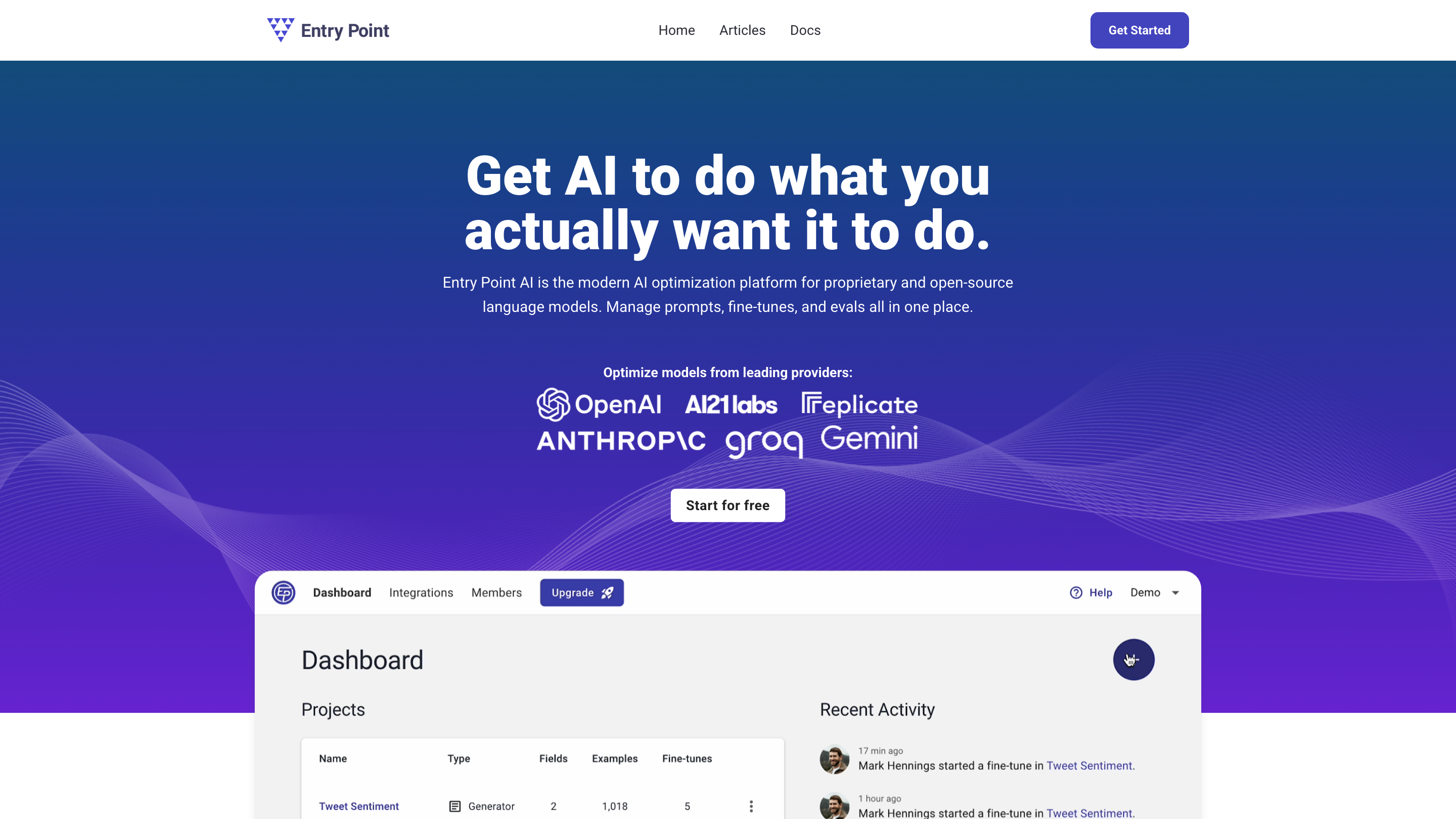 Entry Point AI - Fine-tuning Platform for Large Language Models