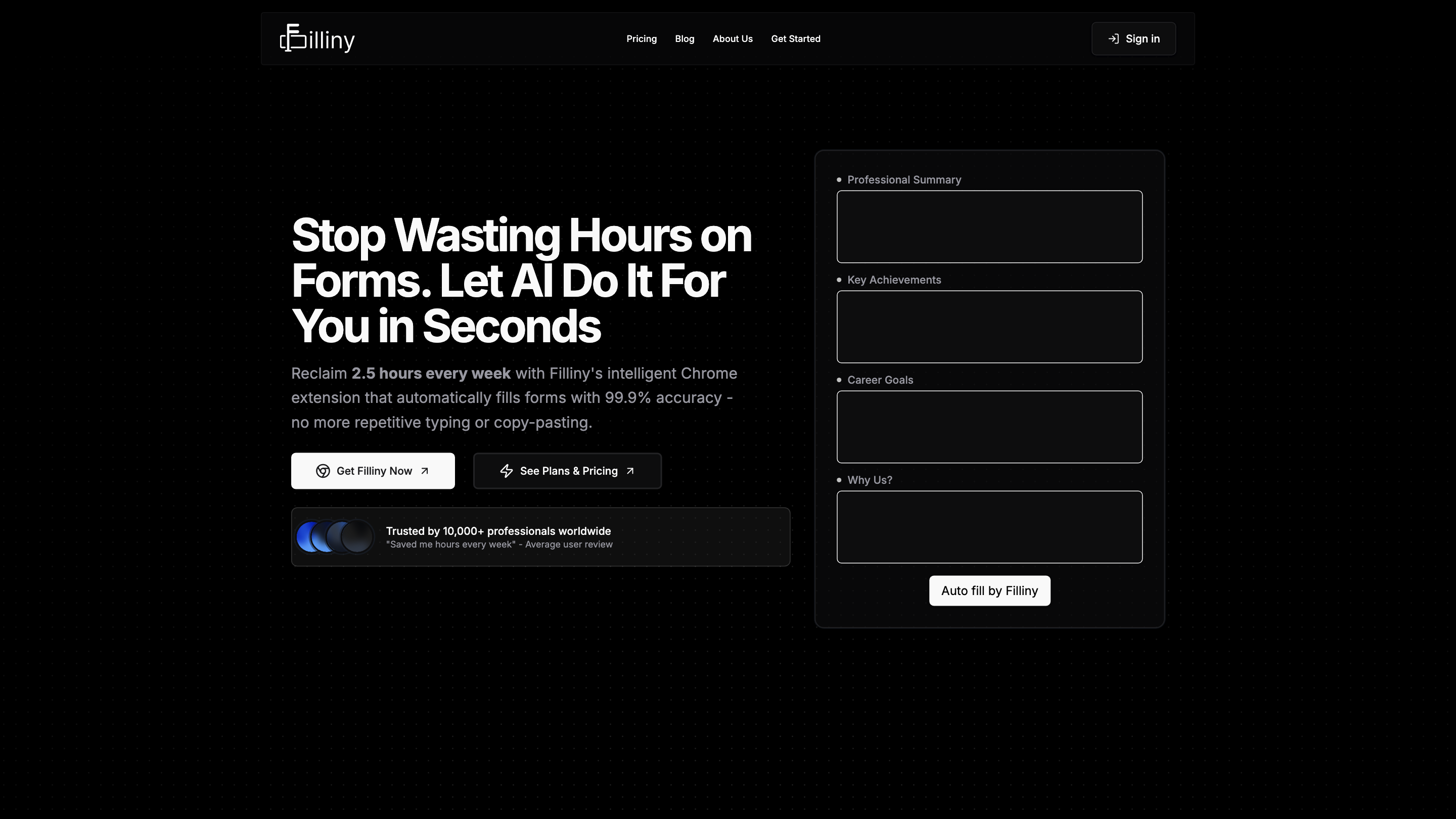Filliny | AI-powered form filler