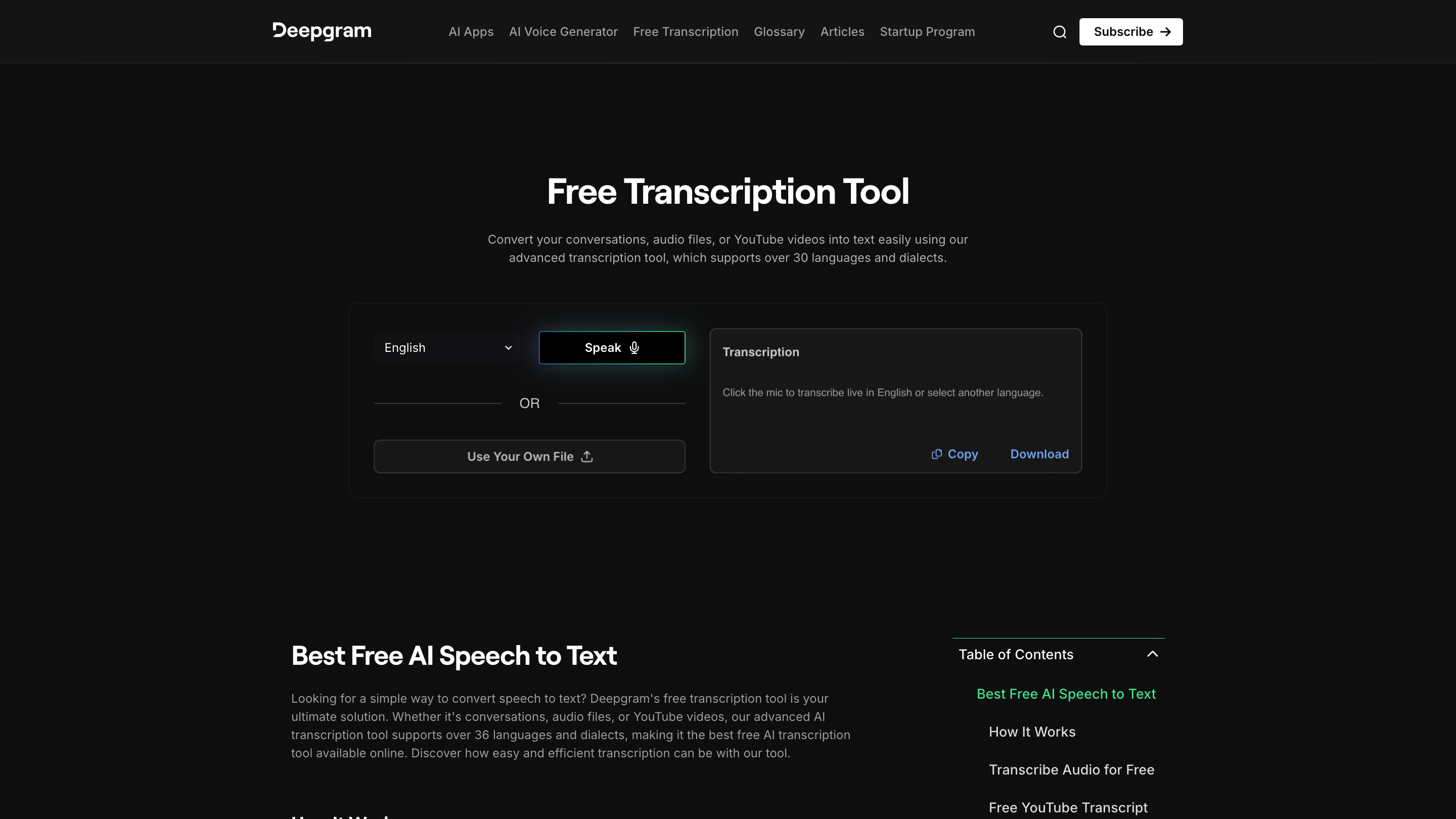 Free Transcription Tool Deepgram