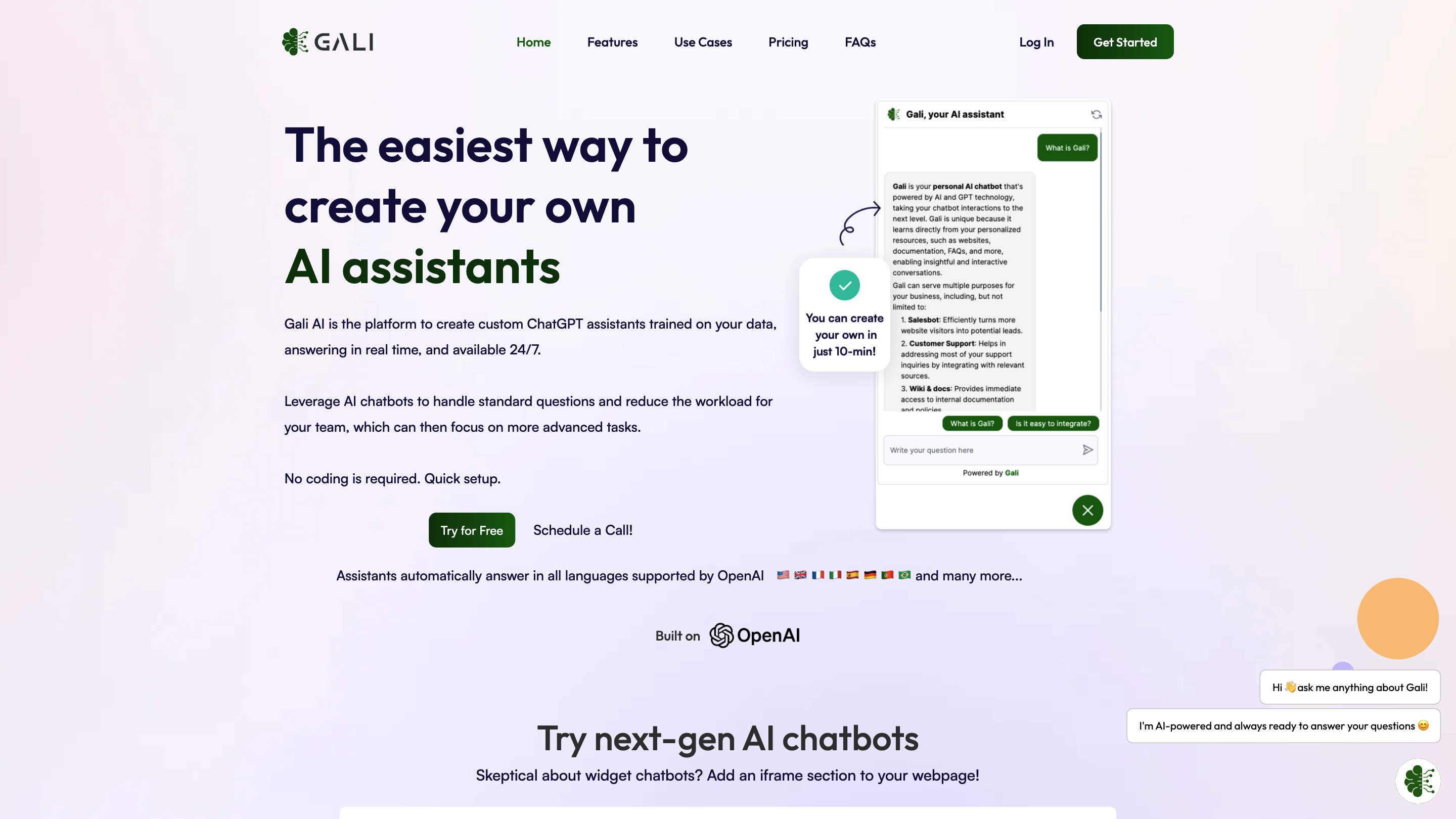 Gali - Custom AI chatbot