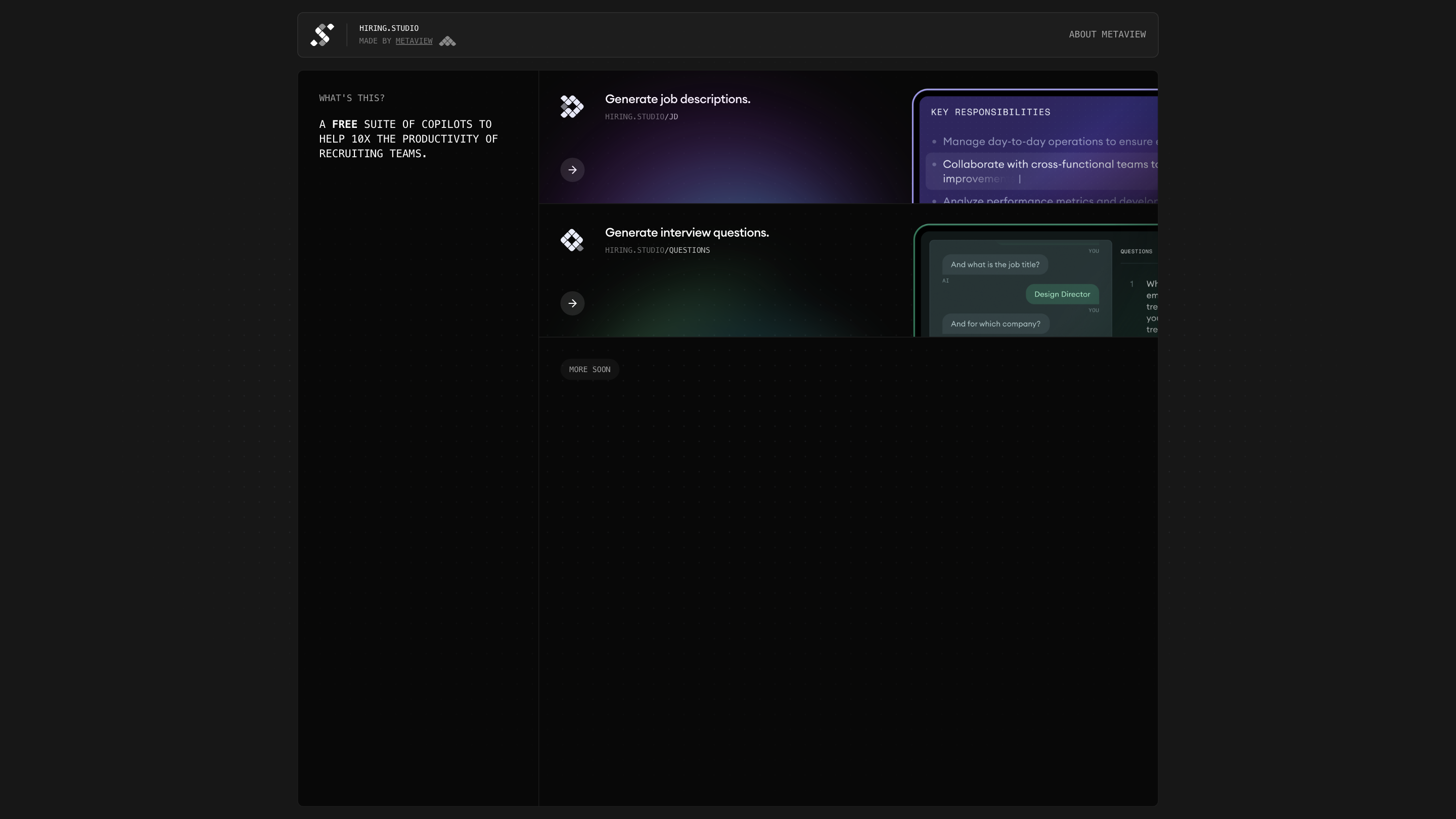 Hiring Studio by Metaview