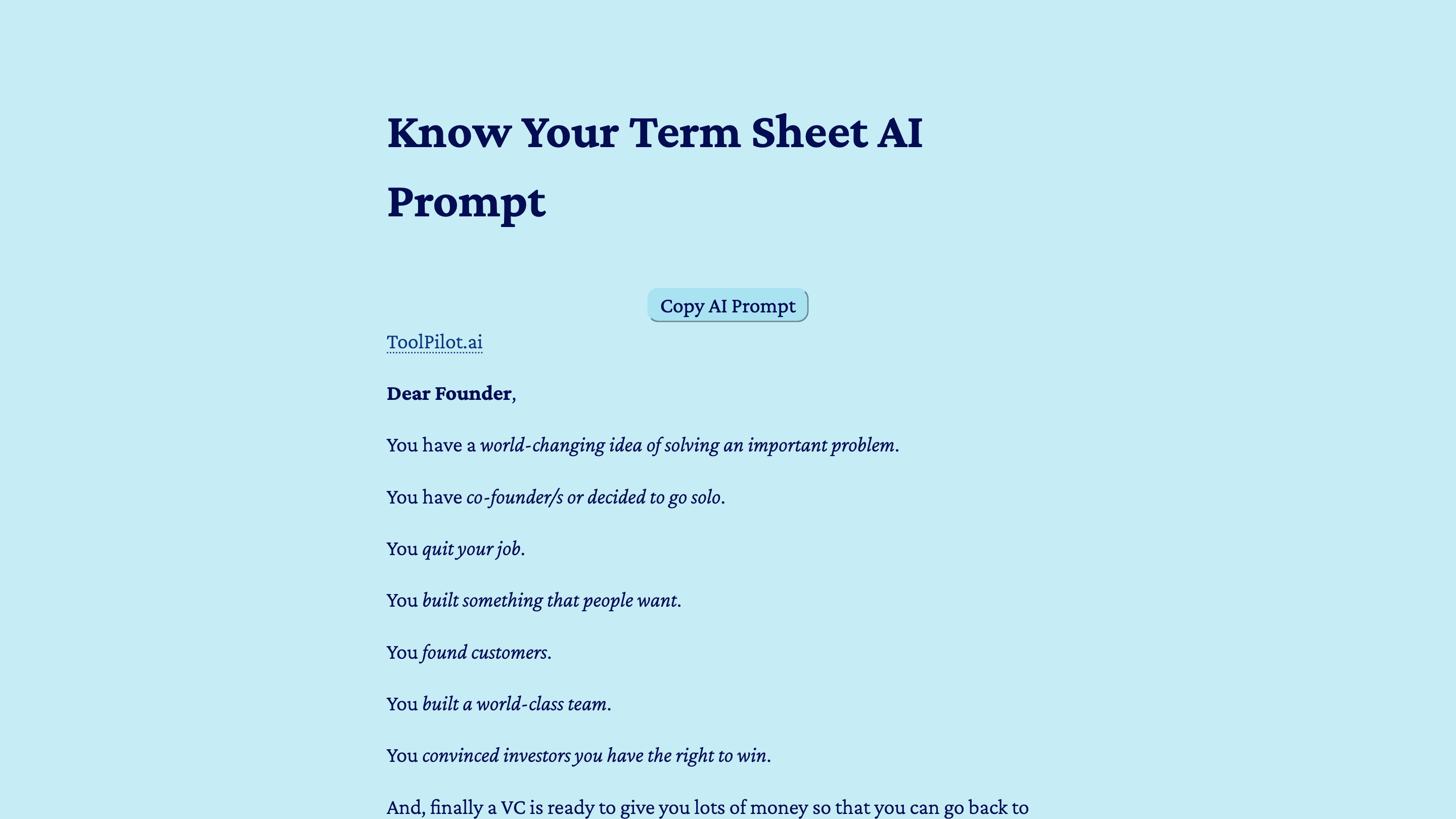 Know Your Term Sheet