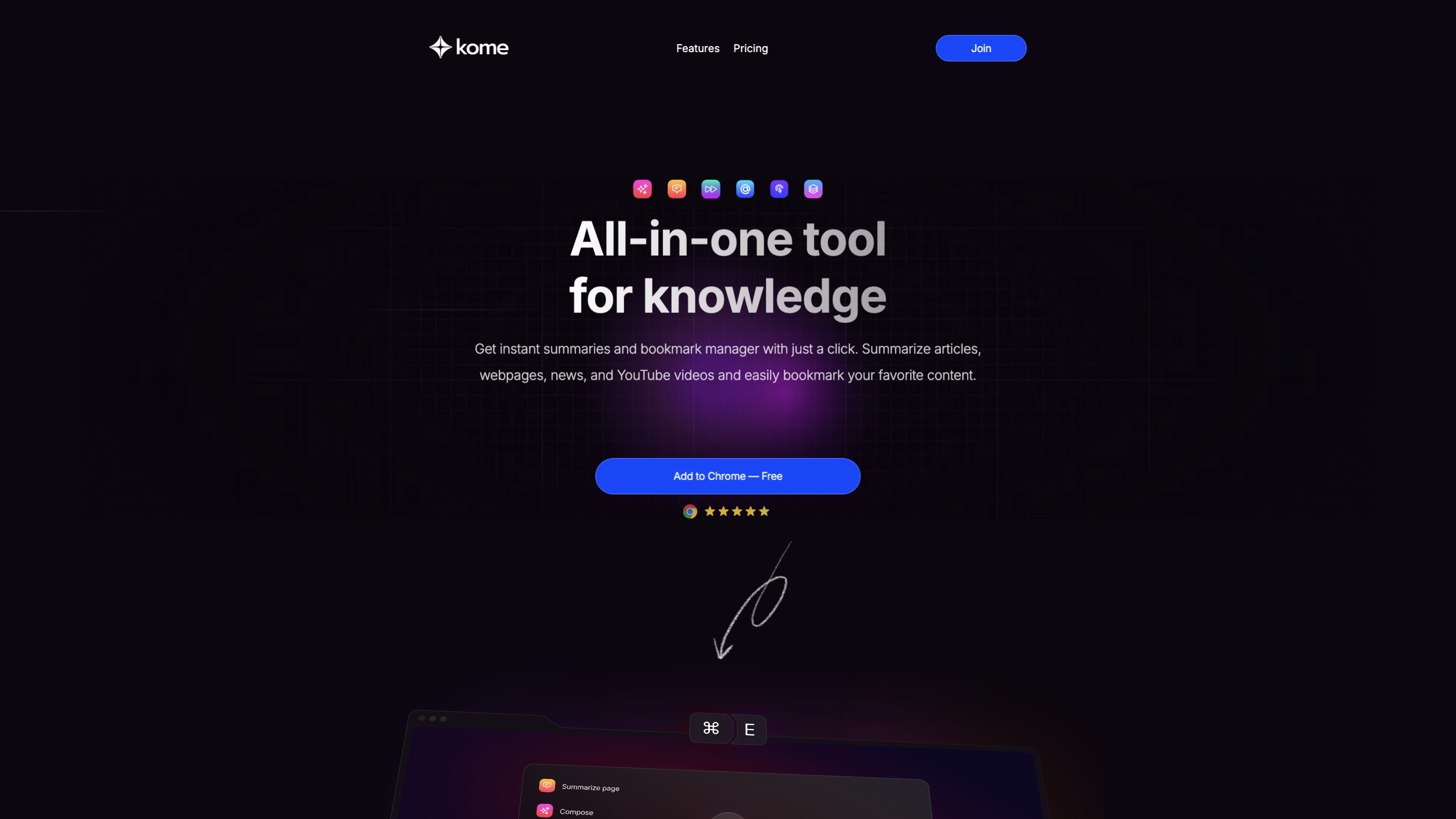 Kome: AI Summary and Bookmark Extension