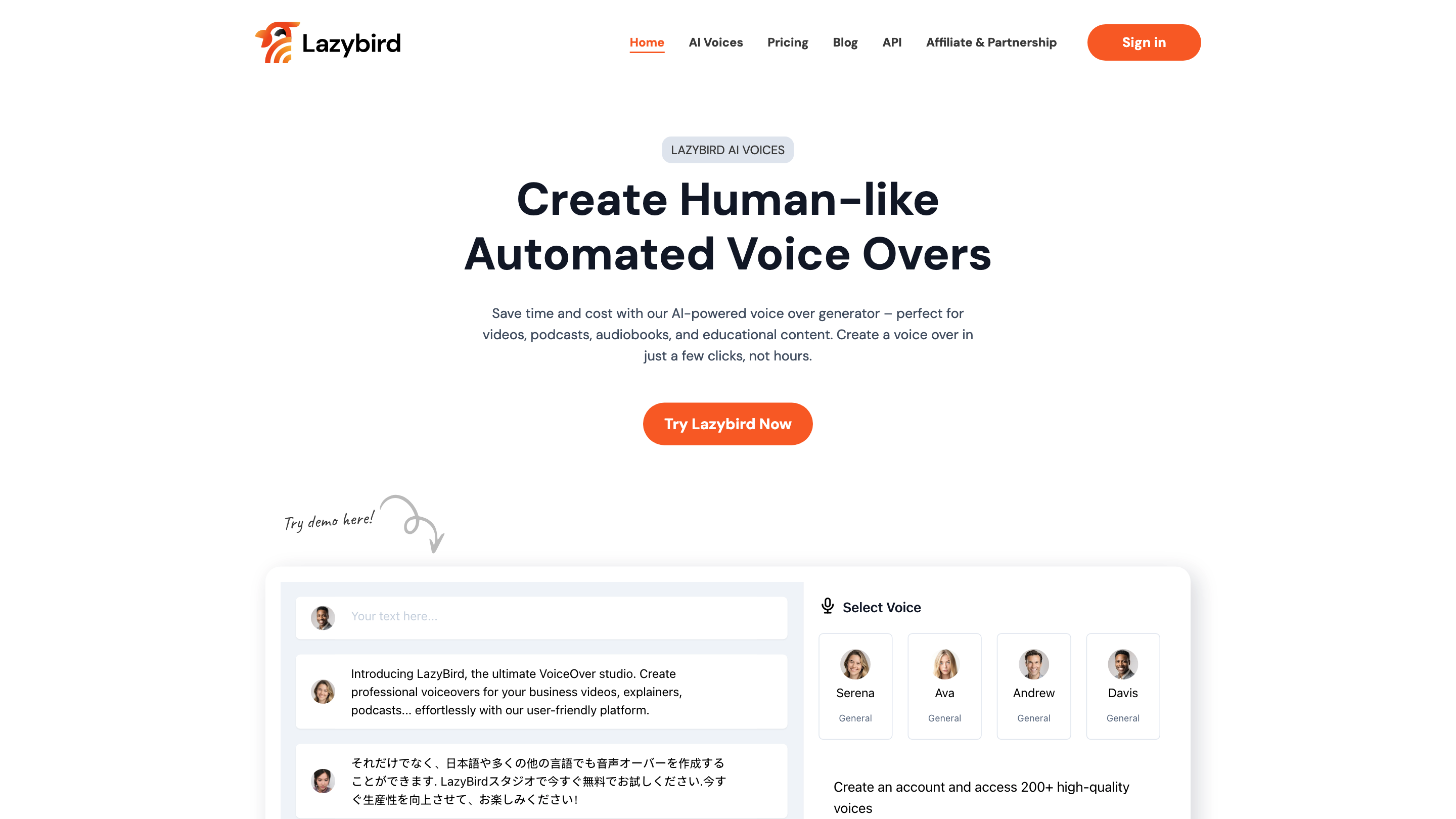 LazyBird | AI Voice Over Studio