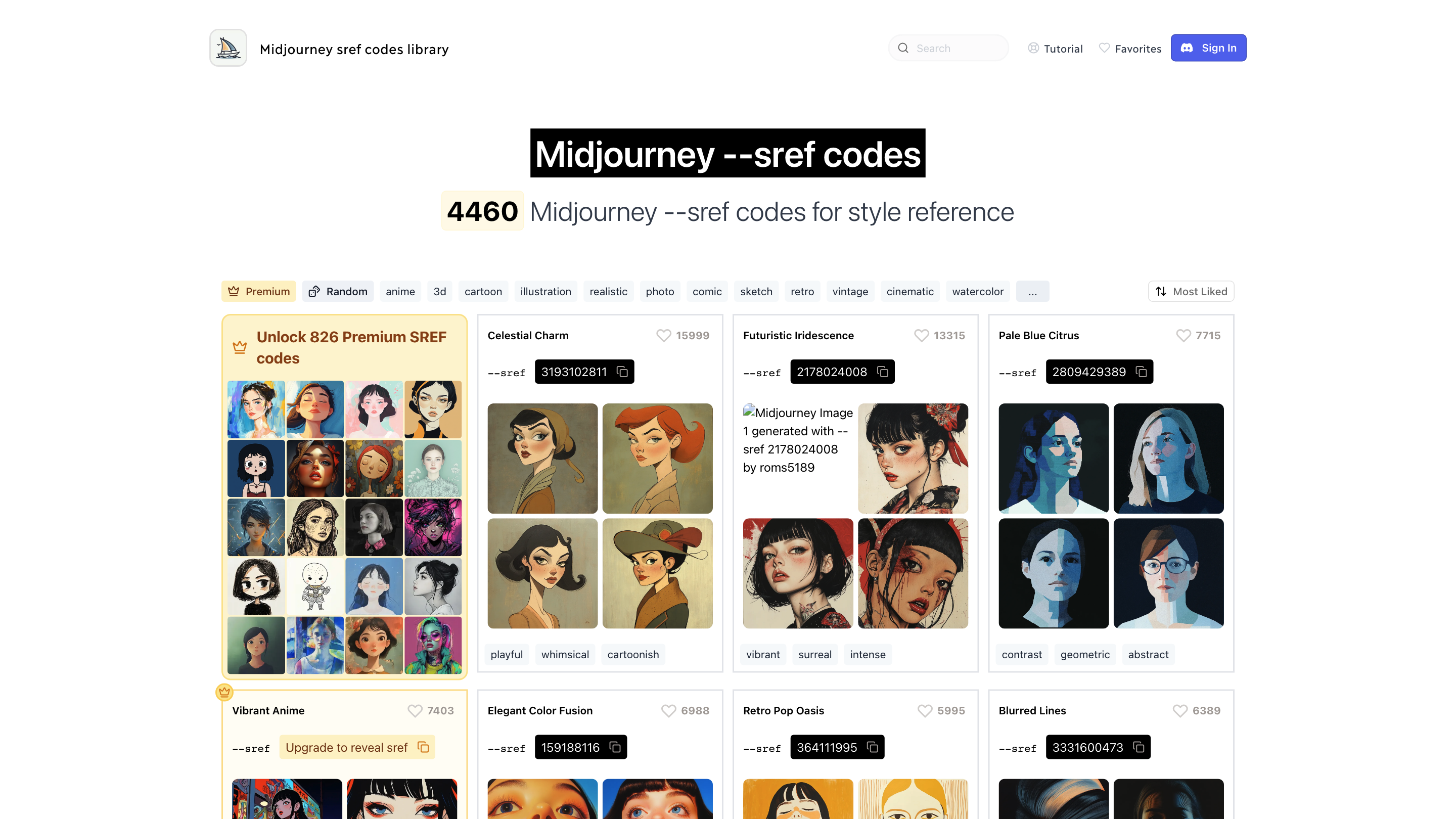 Midjourney Sref Code Library