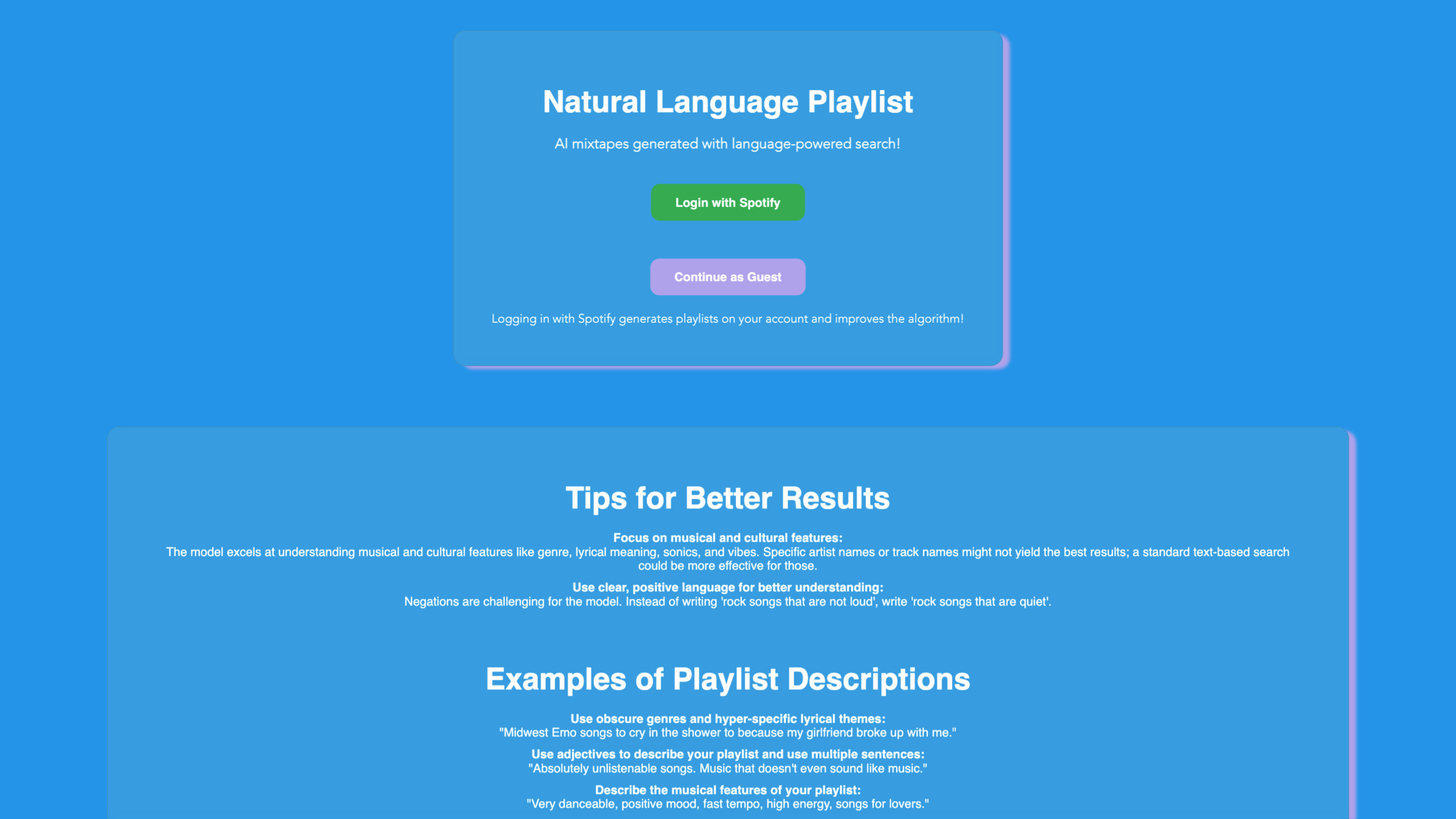 Natural Language Playlist