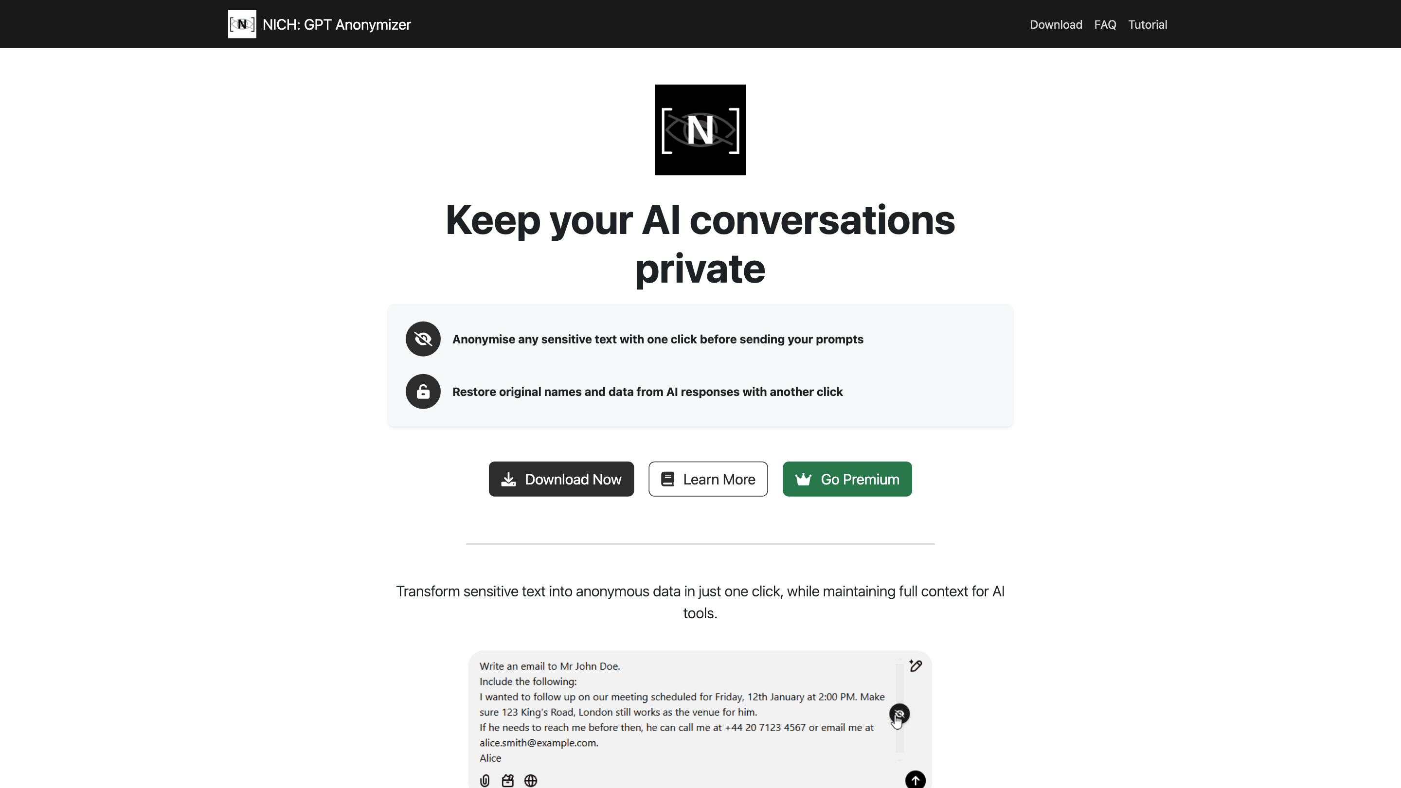 NICH: GPT Anonymizer