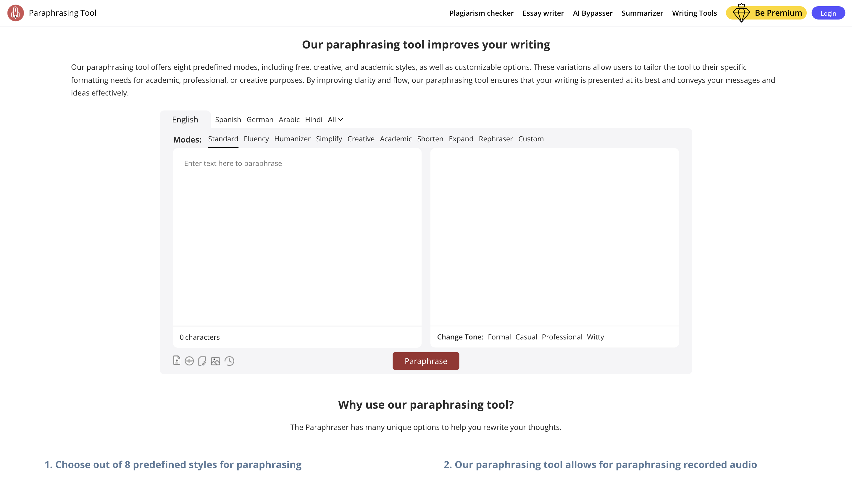 Paraphrasing Tool AI