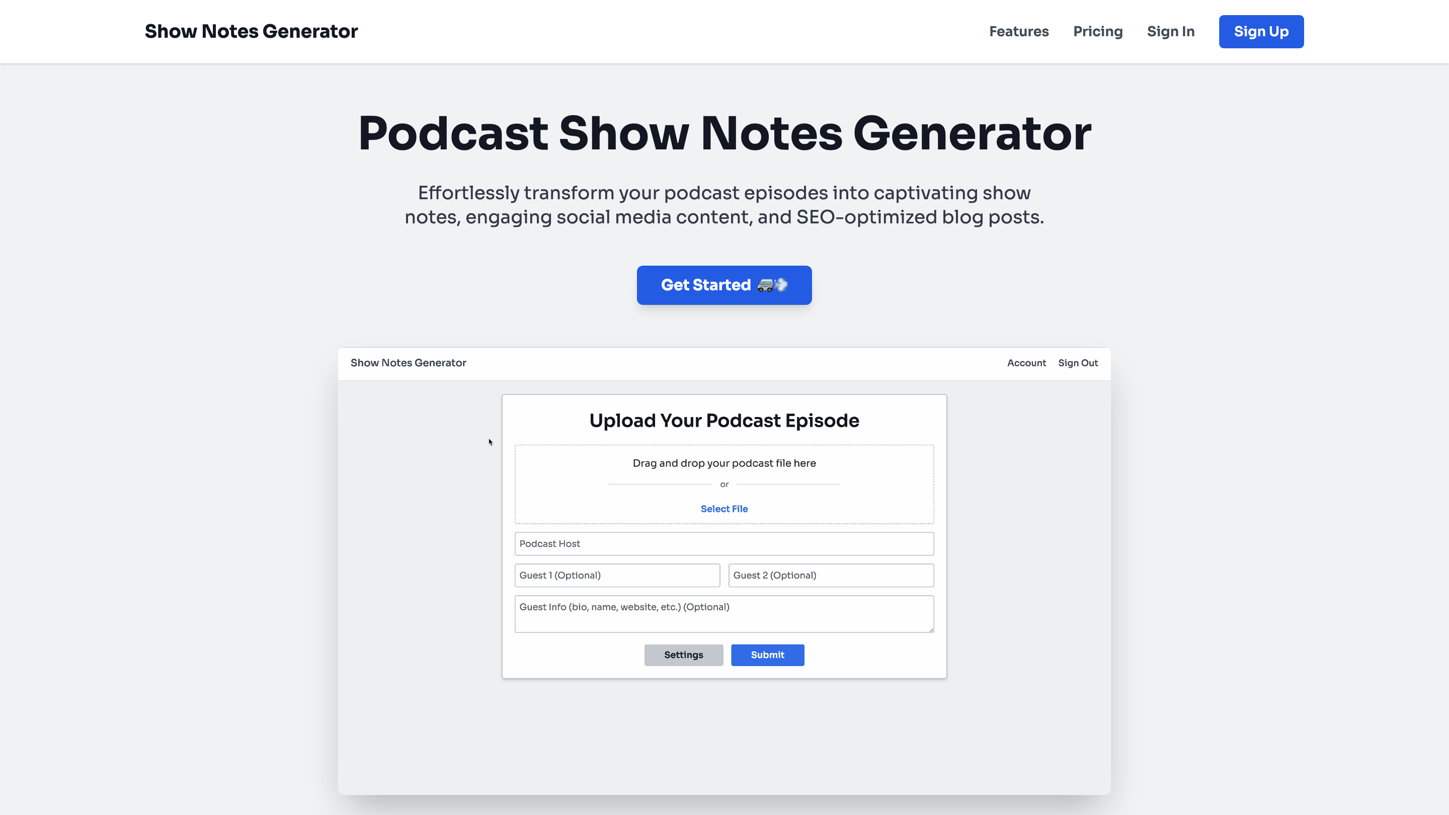 Podcast Show Notes Generator