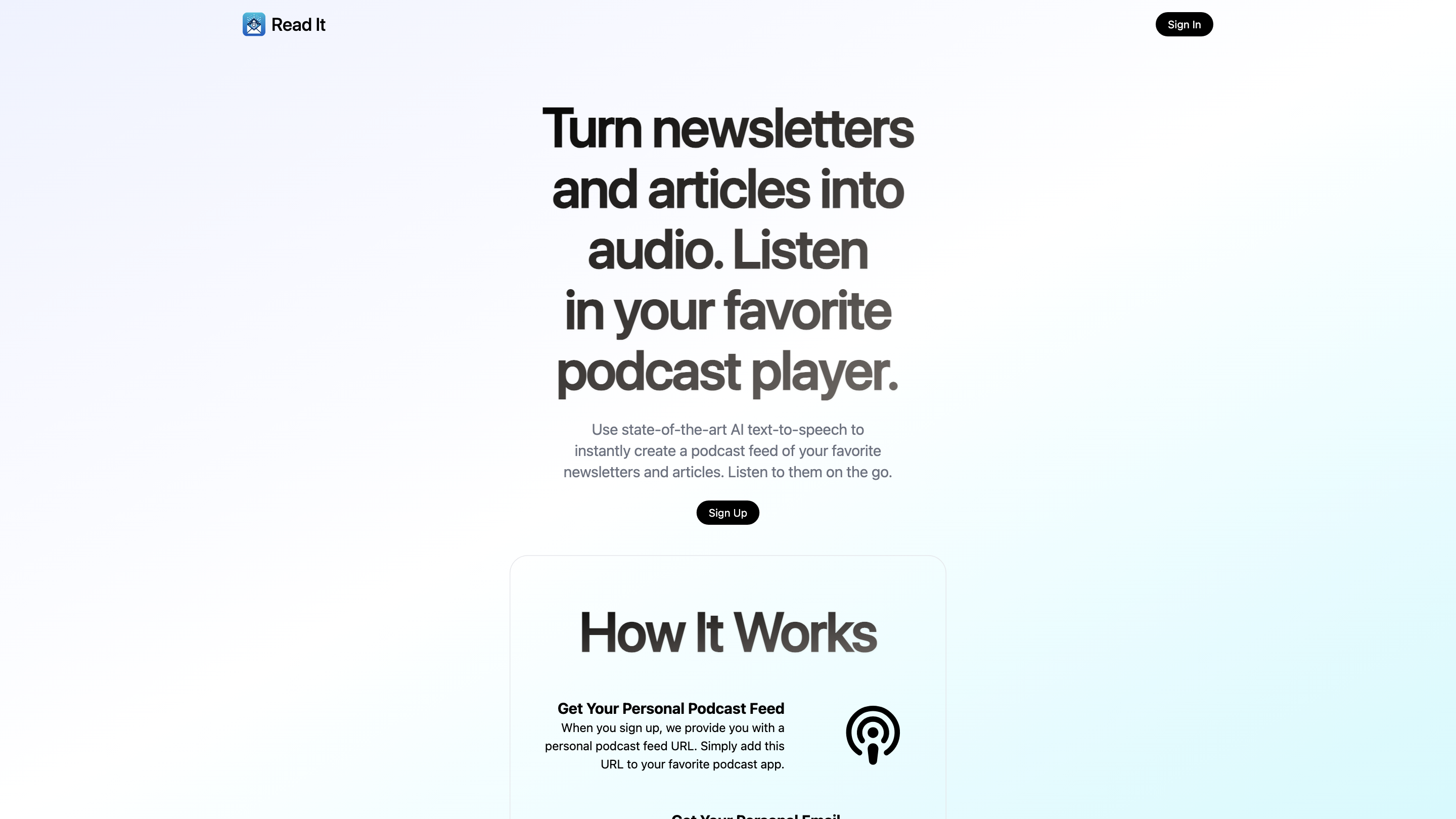 Read It - Turn Your Newsletters and Articles Into A Podcast