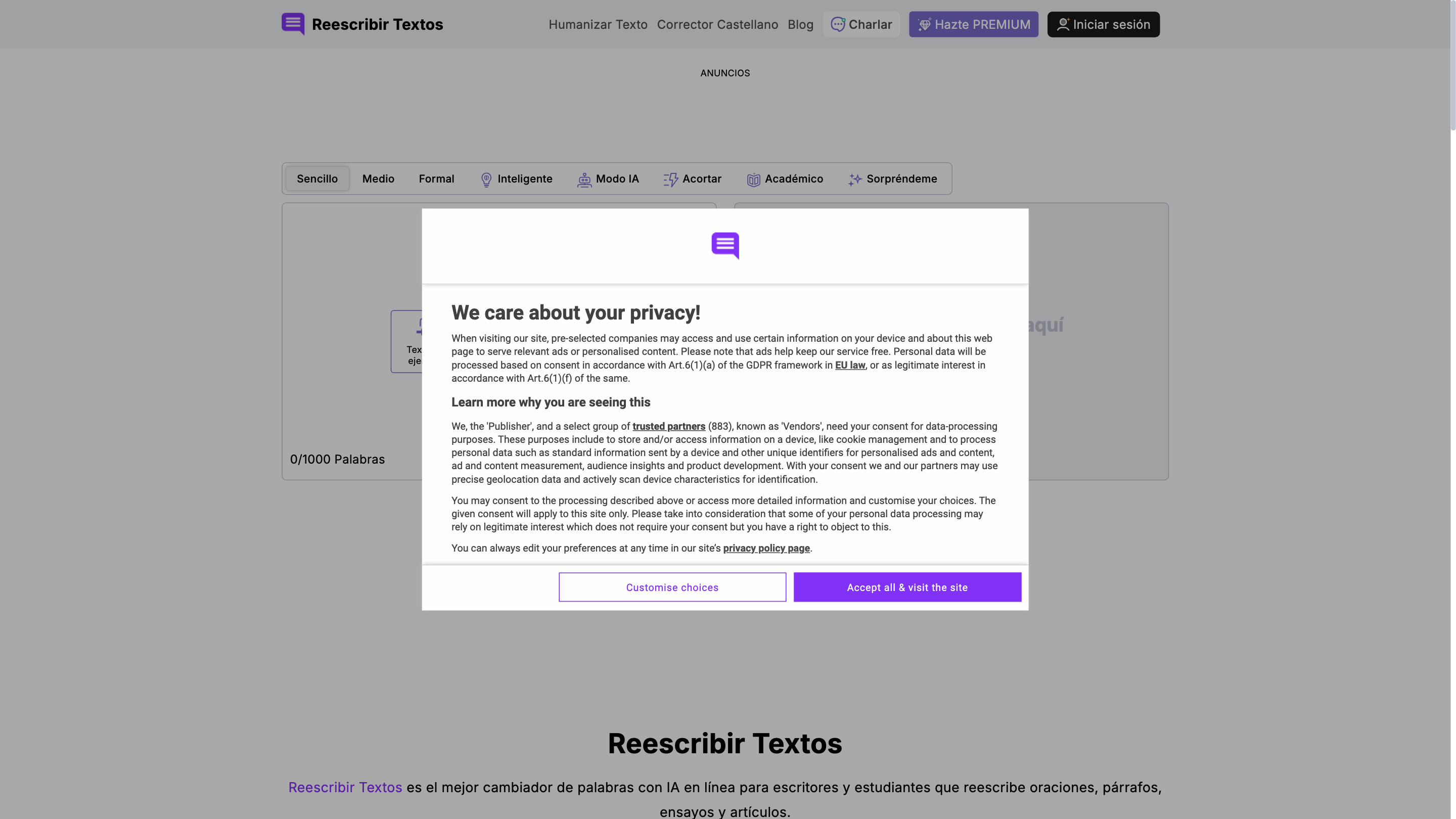 Reescribir Textos - Cambiador de Palabras