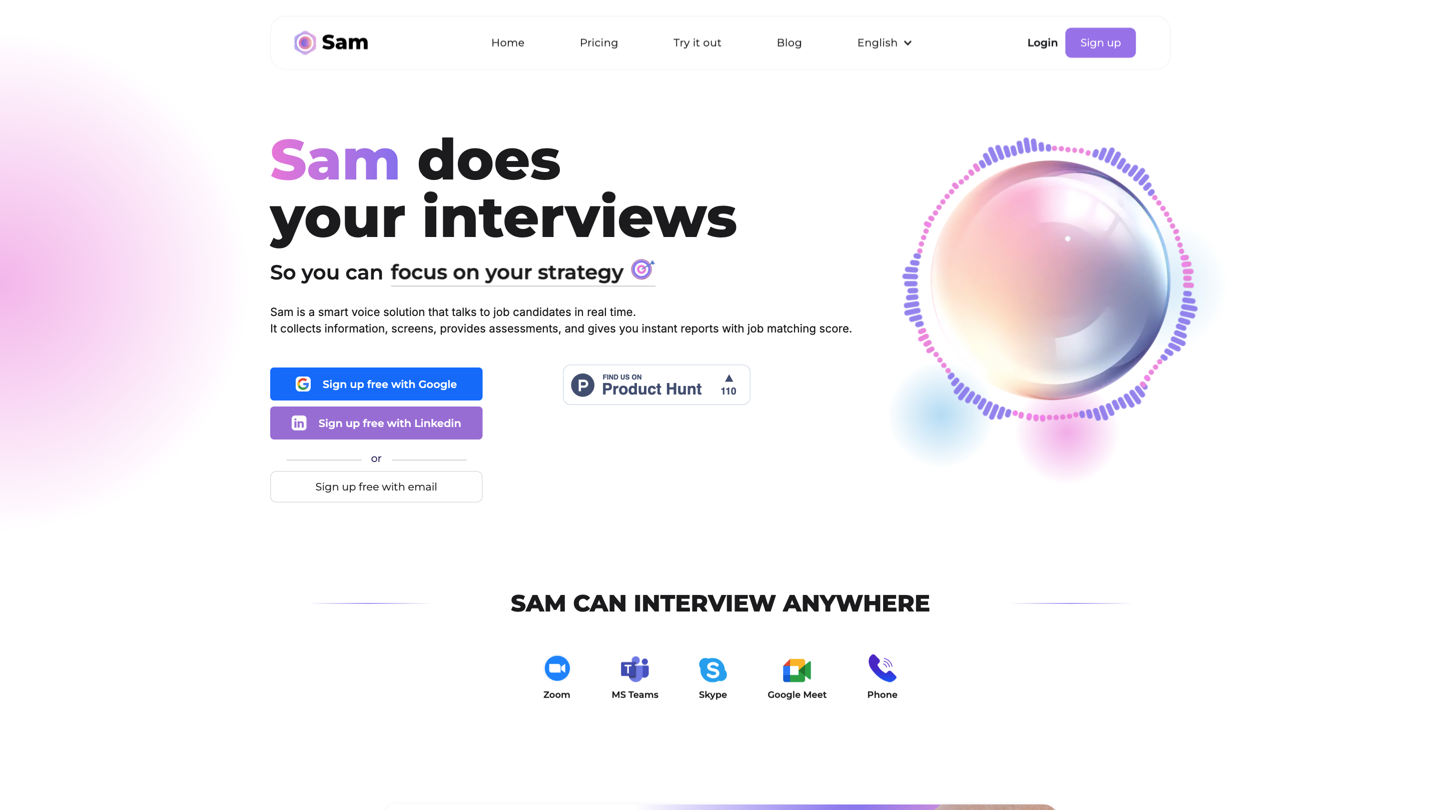 Sam AI Voice Interviewer