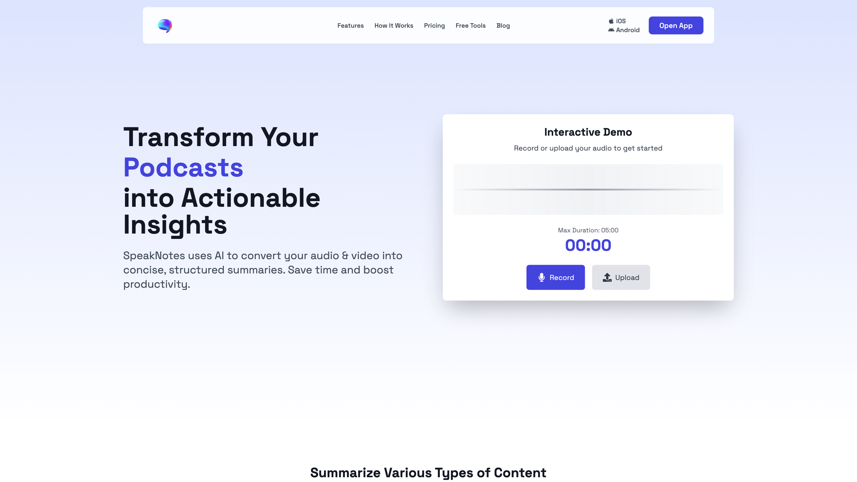 SpeakNotes - Voice Note Summarizer