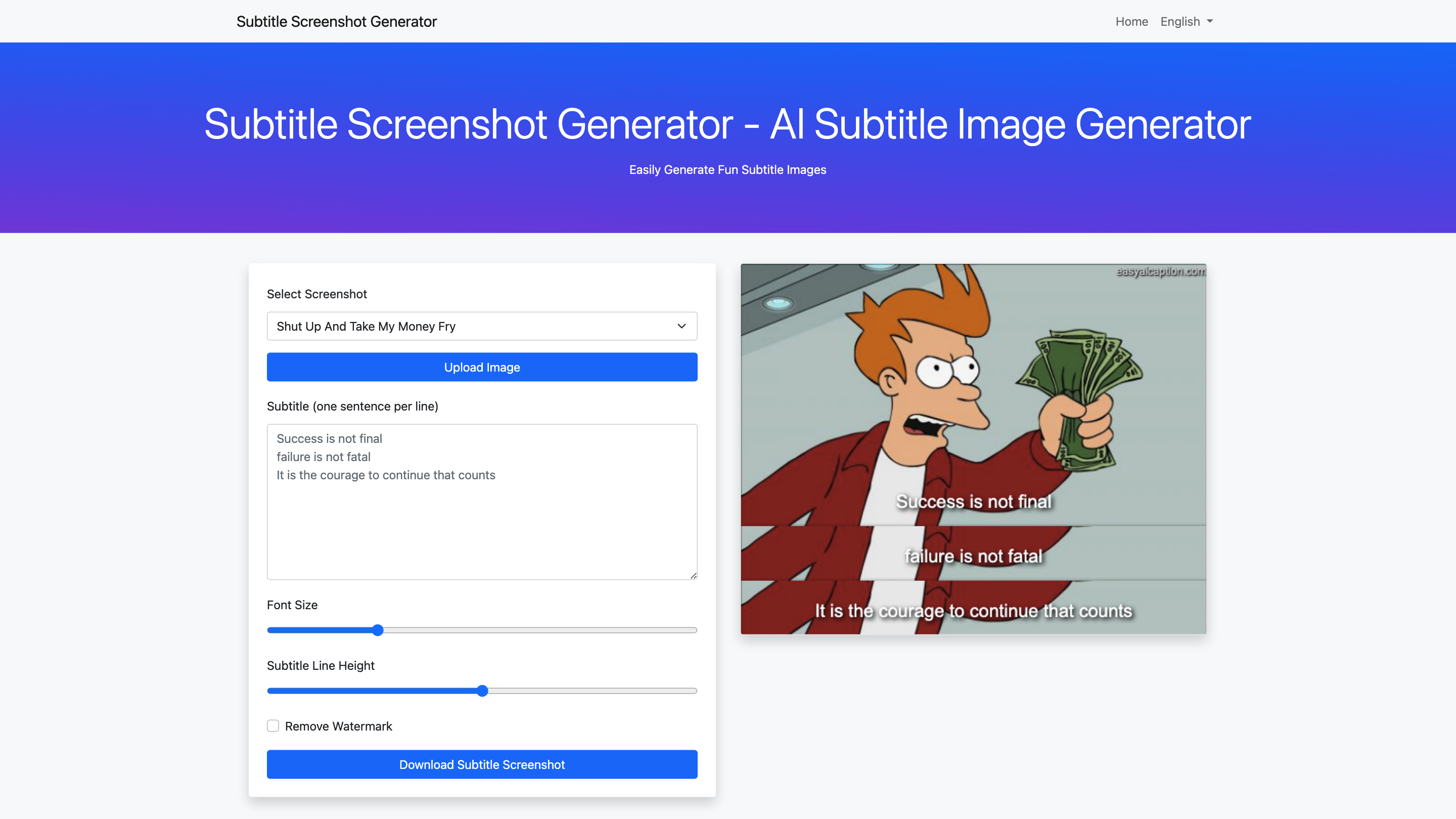 Subtitle Screenshot Generator