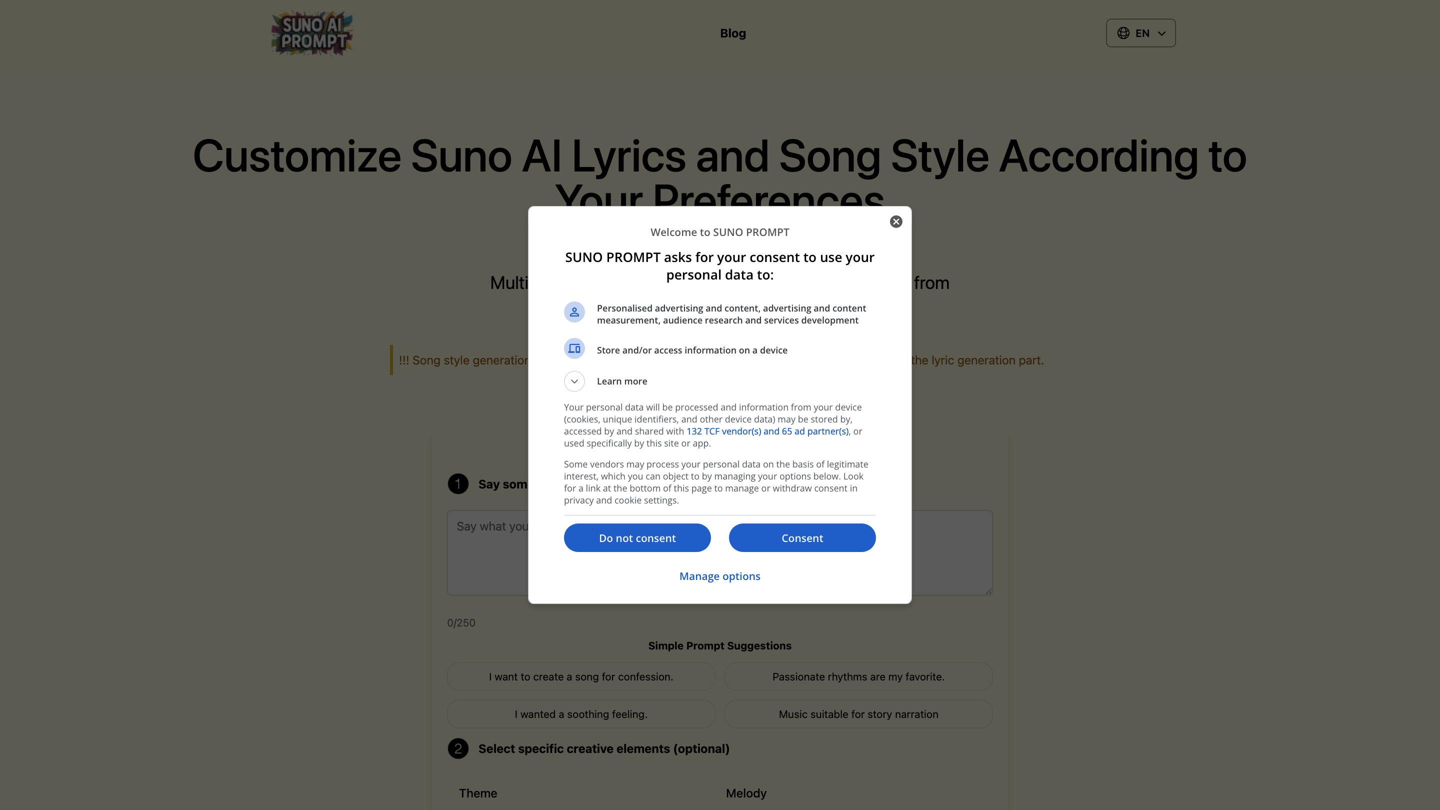 Suno AI Music Prompt Generator