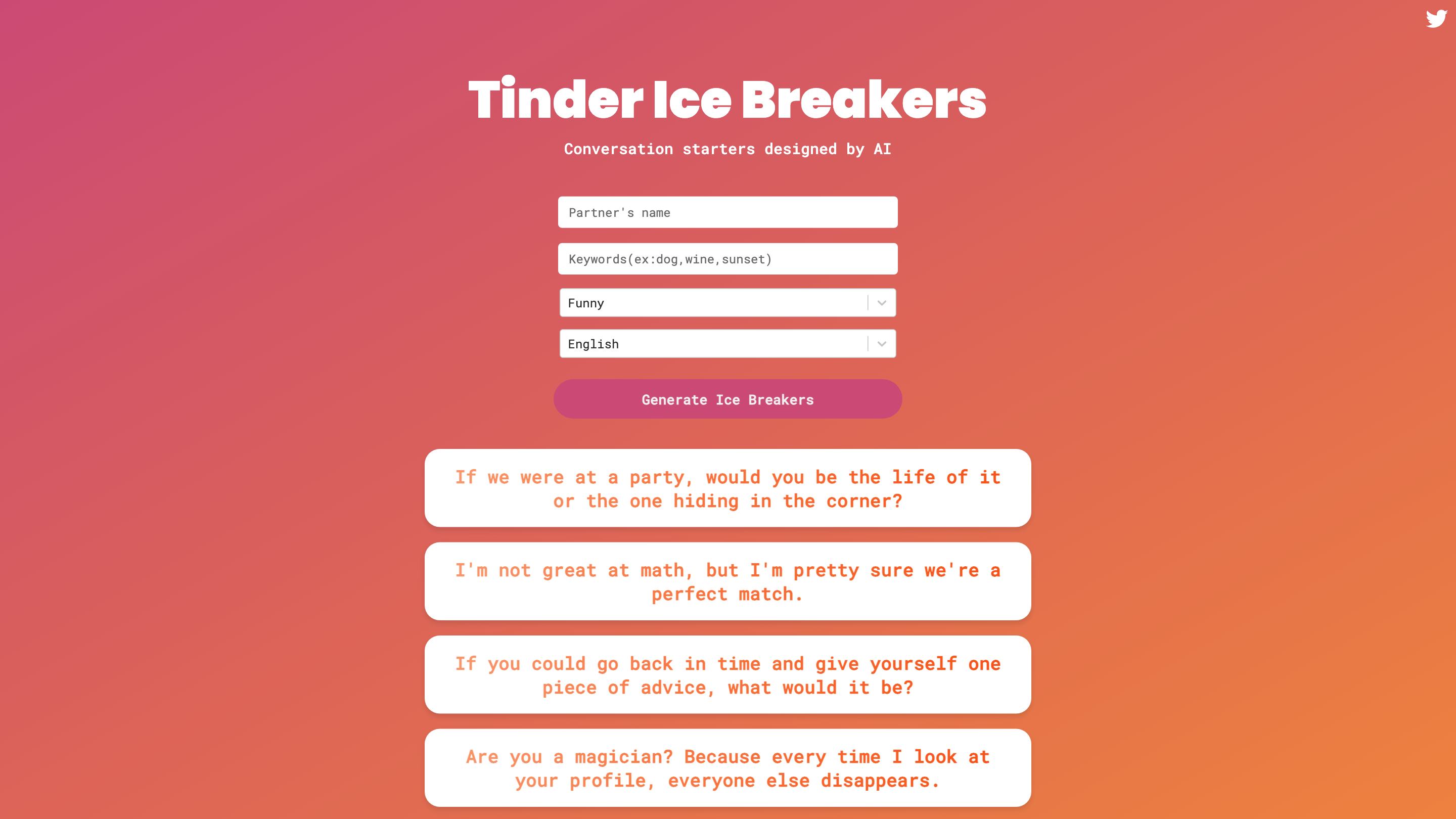 Tinder Ice Breakers AI