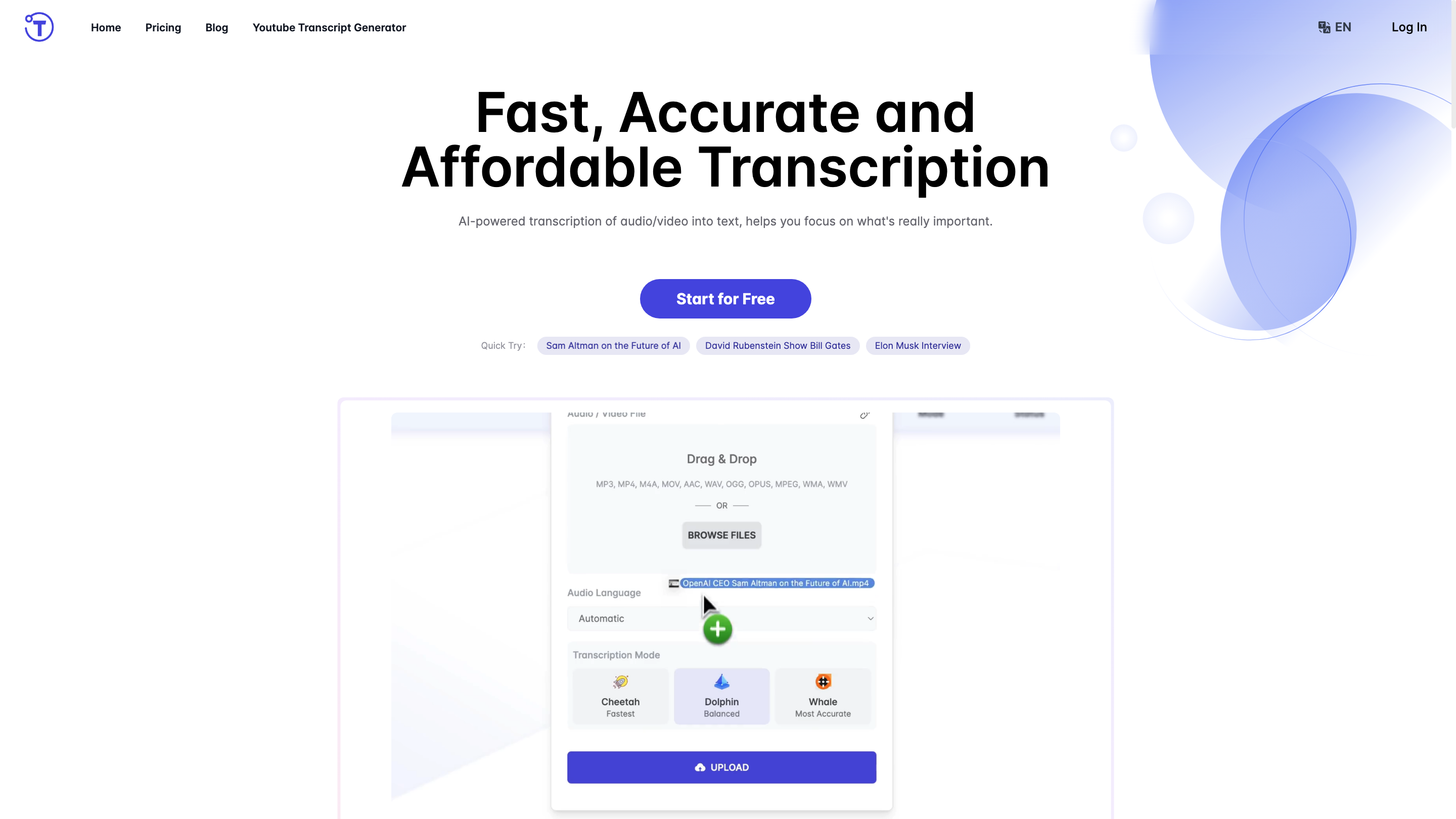 Transcribe audio and video to text Free Online