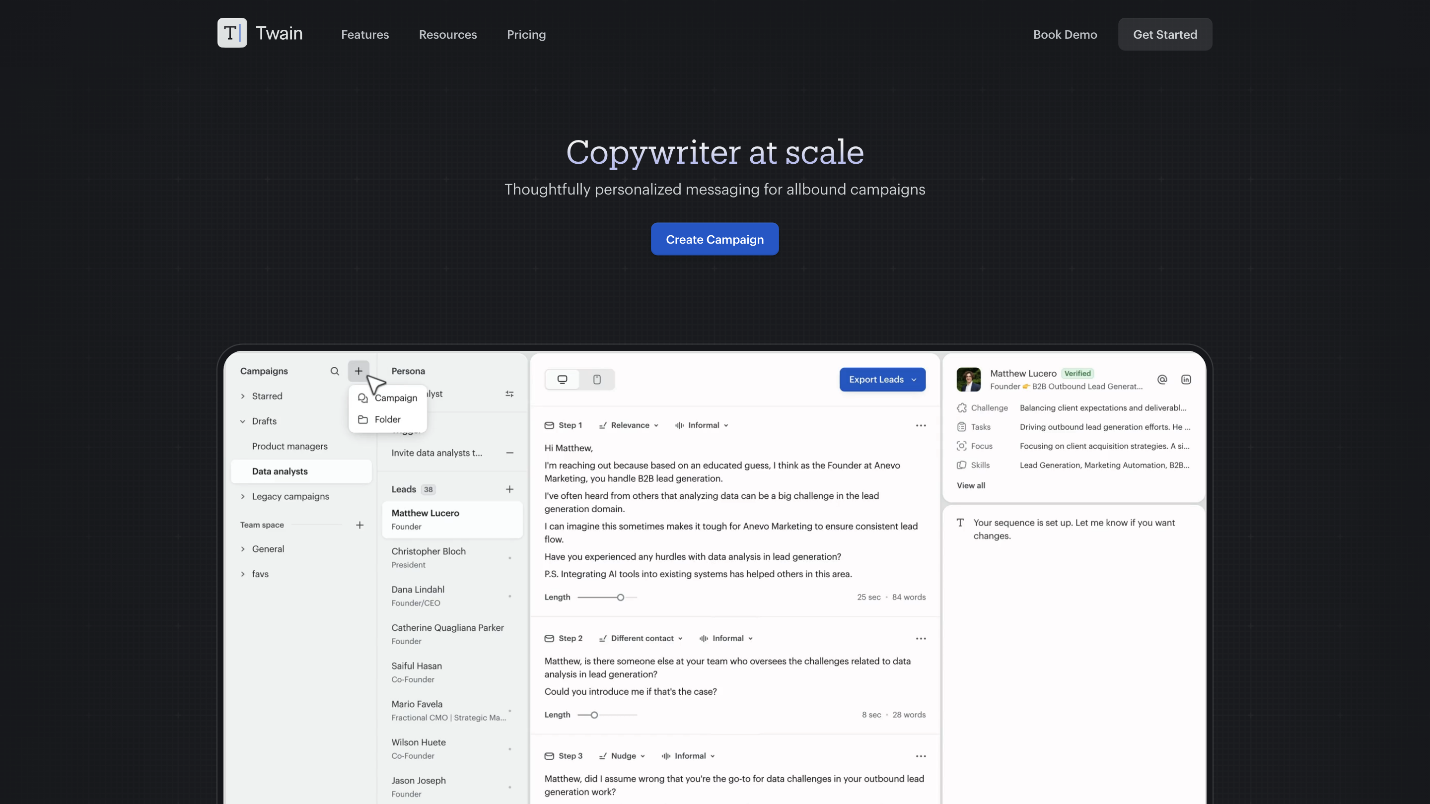 Twain - AI communication assistant for outreach