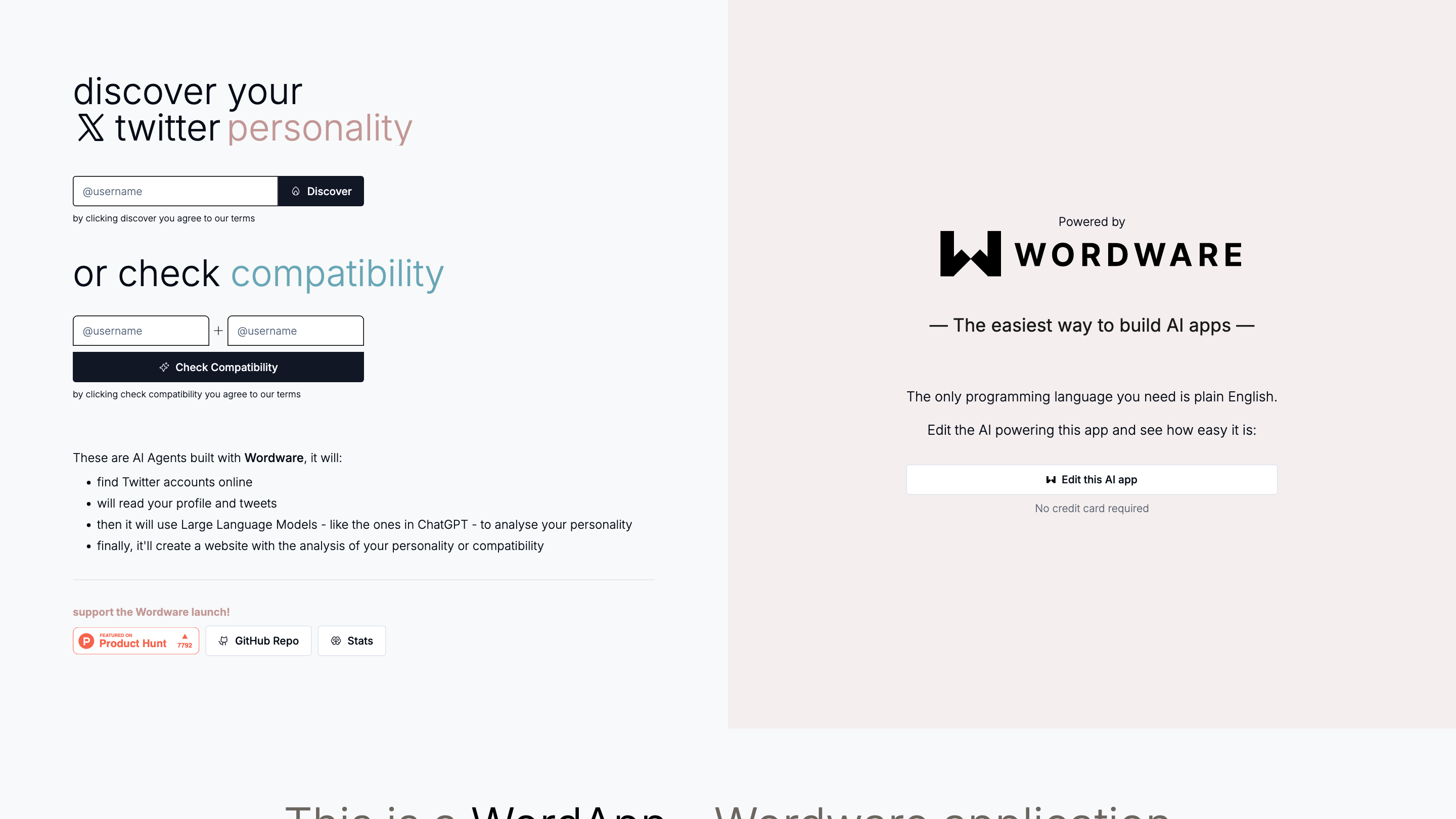 Twitter Personality - AI Agent by Wordware
