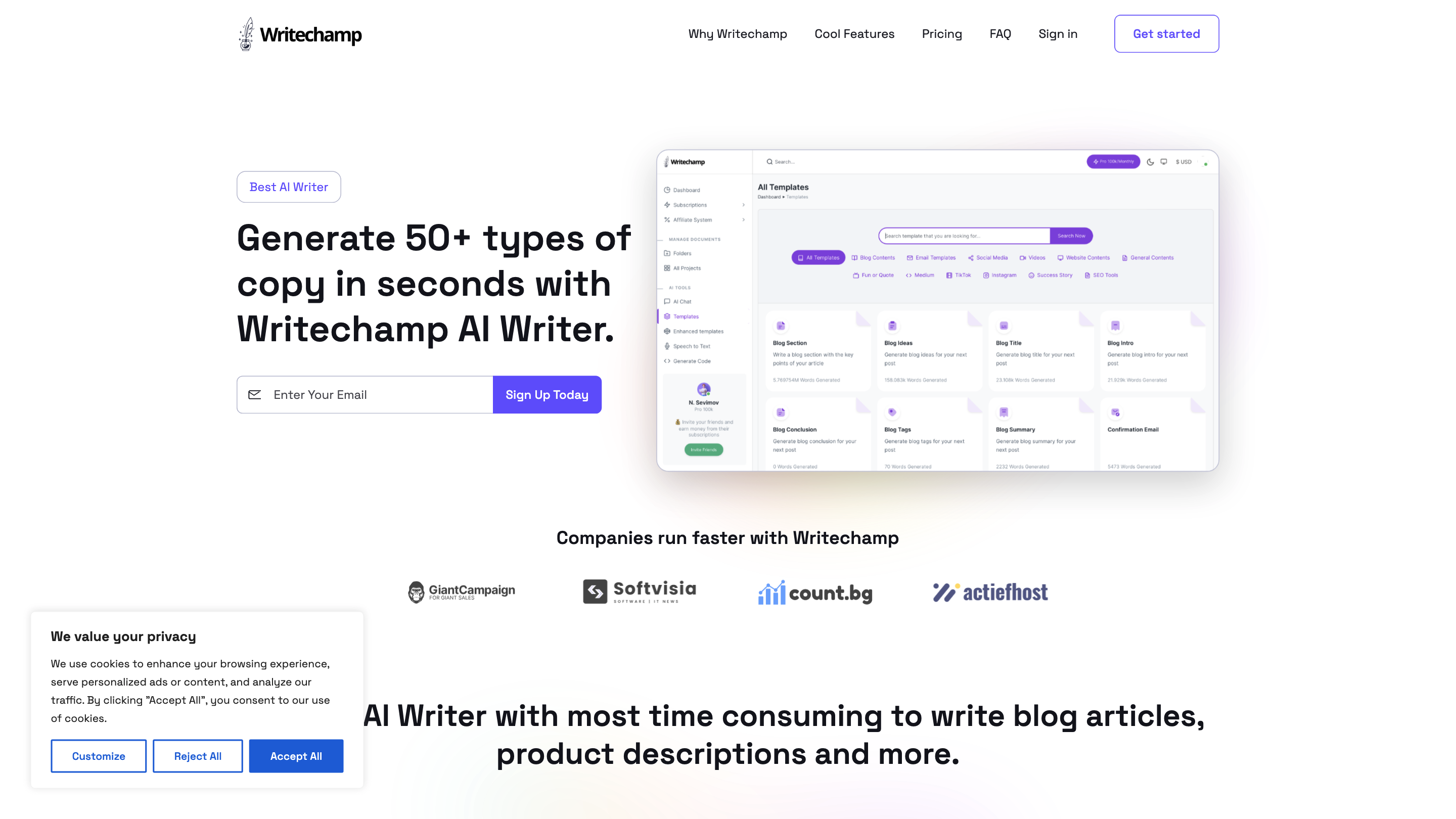 Writechamp - AI Writer, Paraphrasing Tool & Copywriting