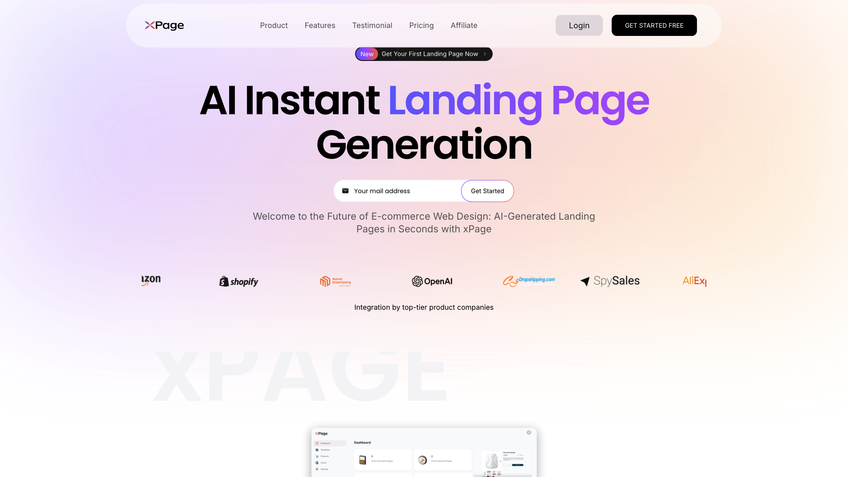 xPage - AI Ecommerce Landing Page Generator